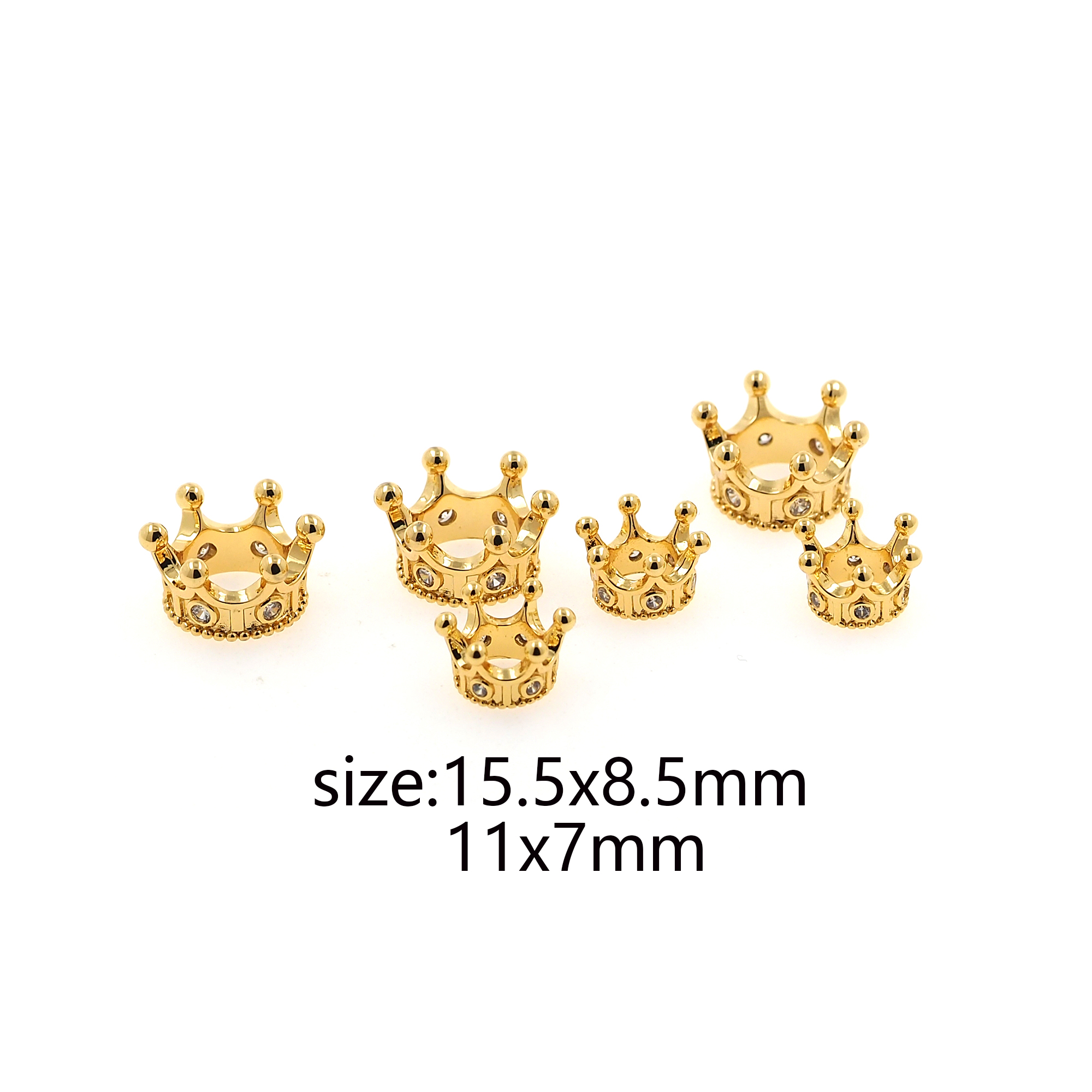 18K Gold Filled Crown Spacer Beads,Dainty Crown Bead for Bracelet Jewelry Necklace Making Supply