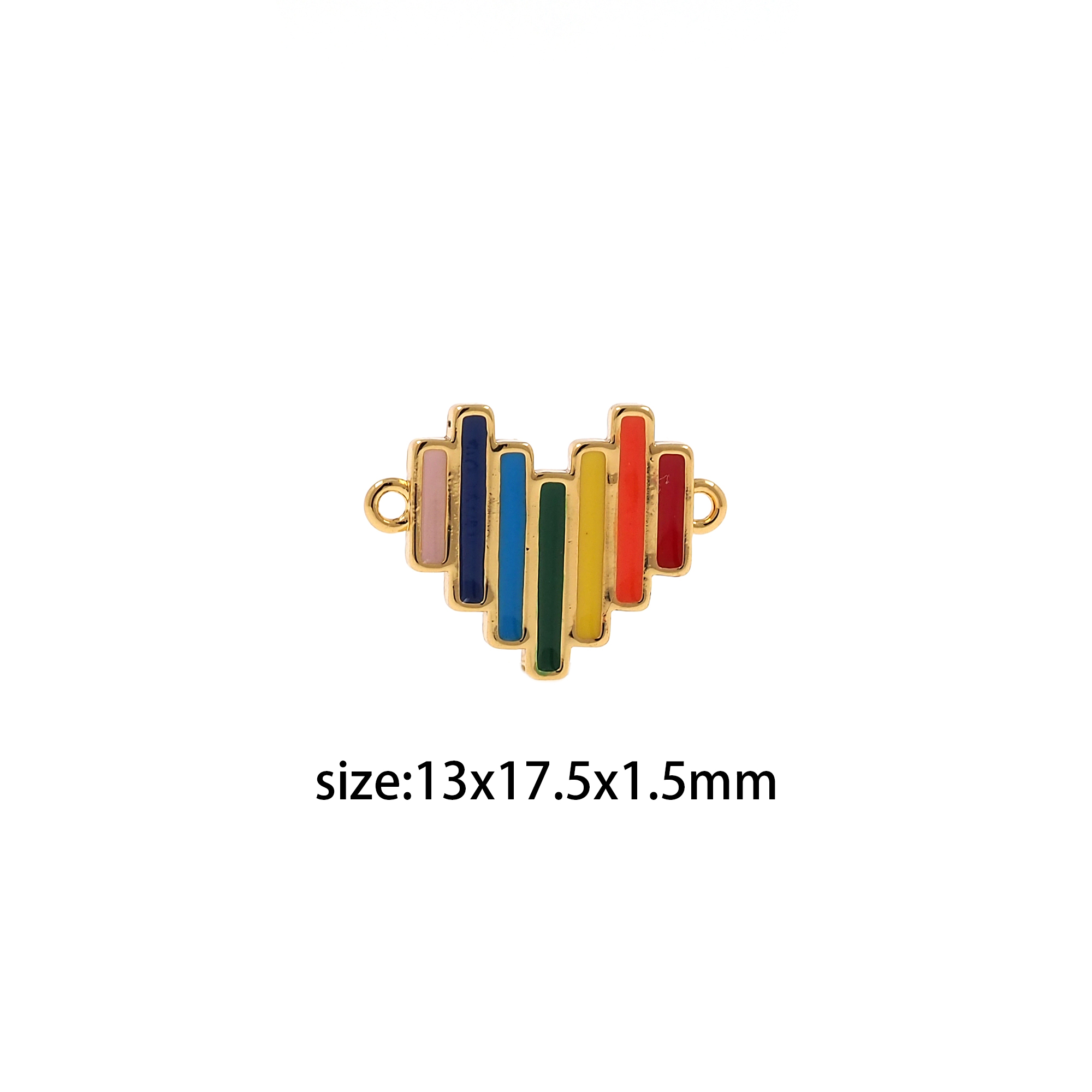18K Gold Filled Heart Connector,Colorful Enamel Heart Charm Necklace Bracelet for DIY Jewelry Making Supply