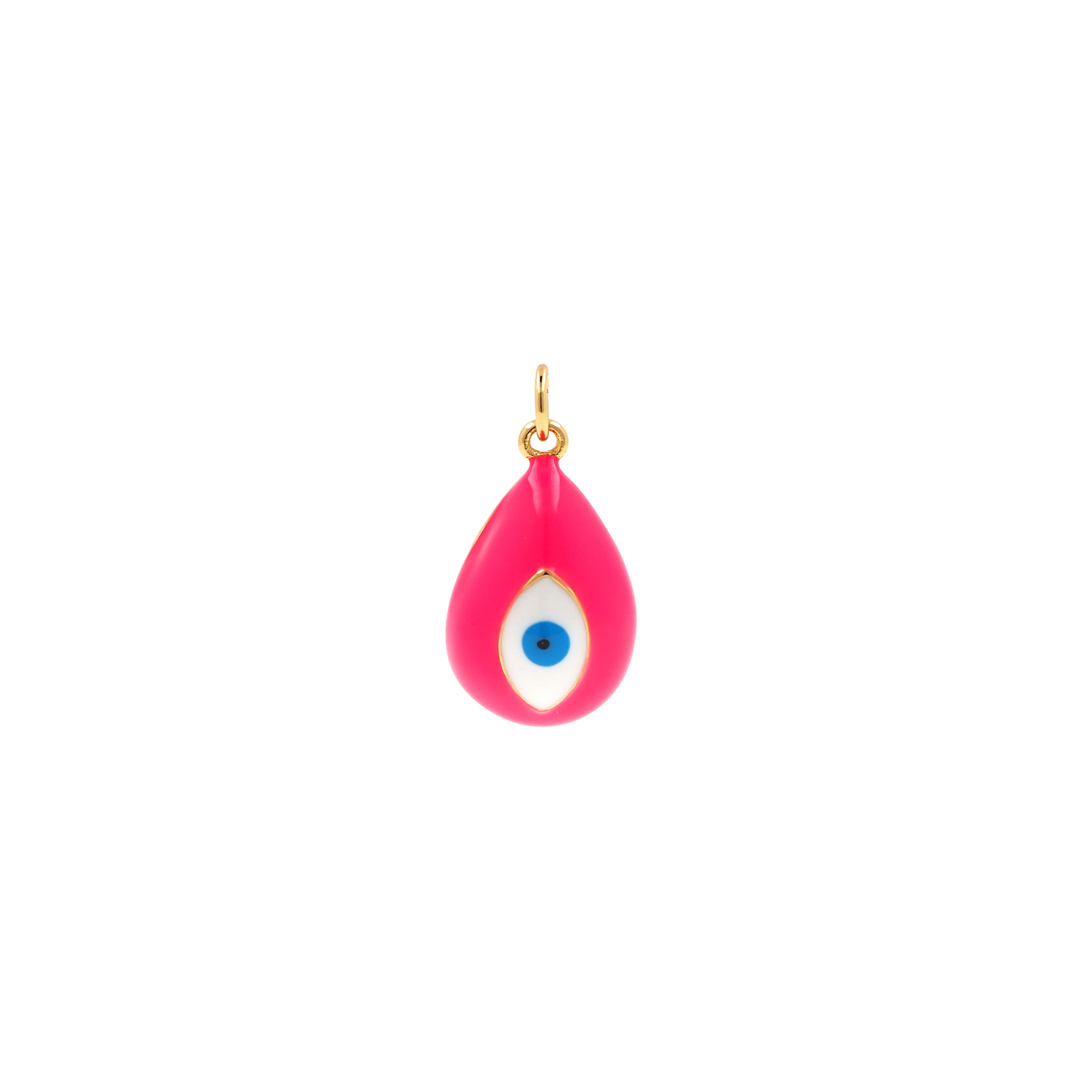 18K Gold Filled Teardrop Eye Pendant,Amulet Charm,Enamel Evil Eye Earrings Necklace for DIY Jewelry Making Supply