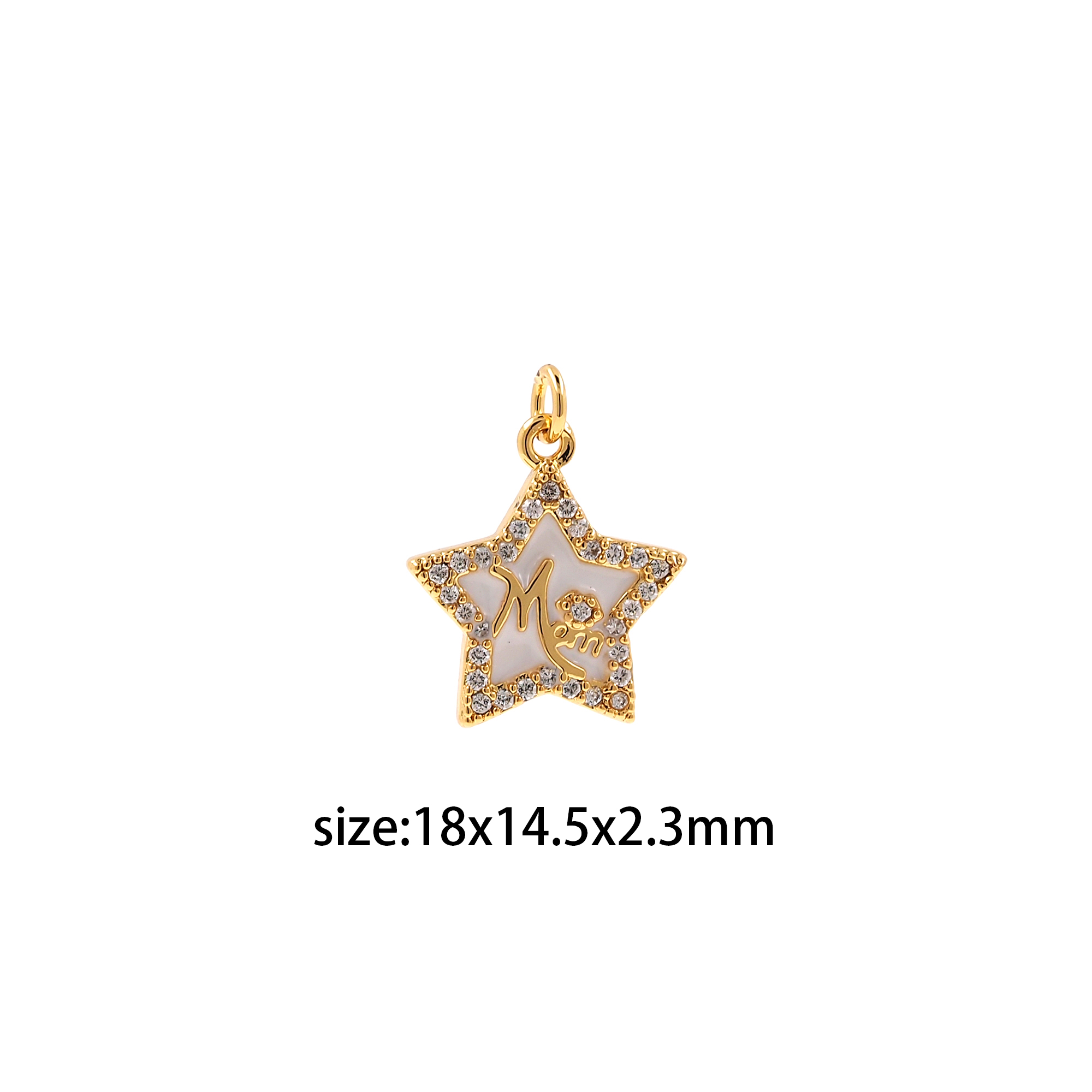 18K Gold Filled Mom Pendant,CZ Micro Pave Star Mom Charm Earrings Necklace for DIY Jewelry Making Supply