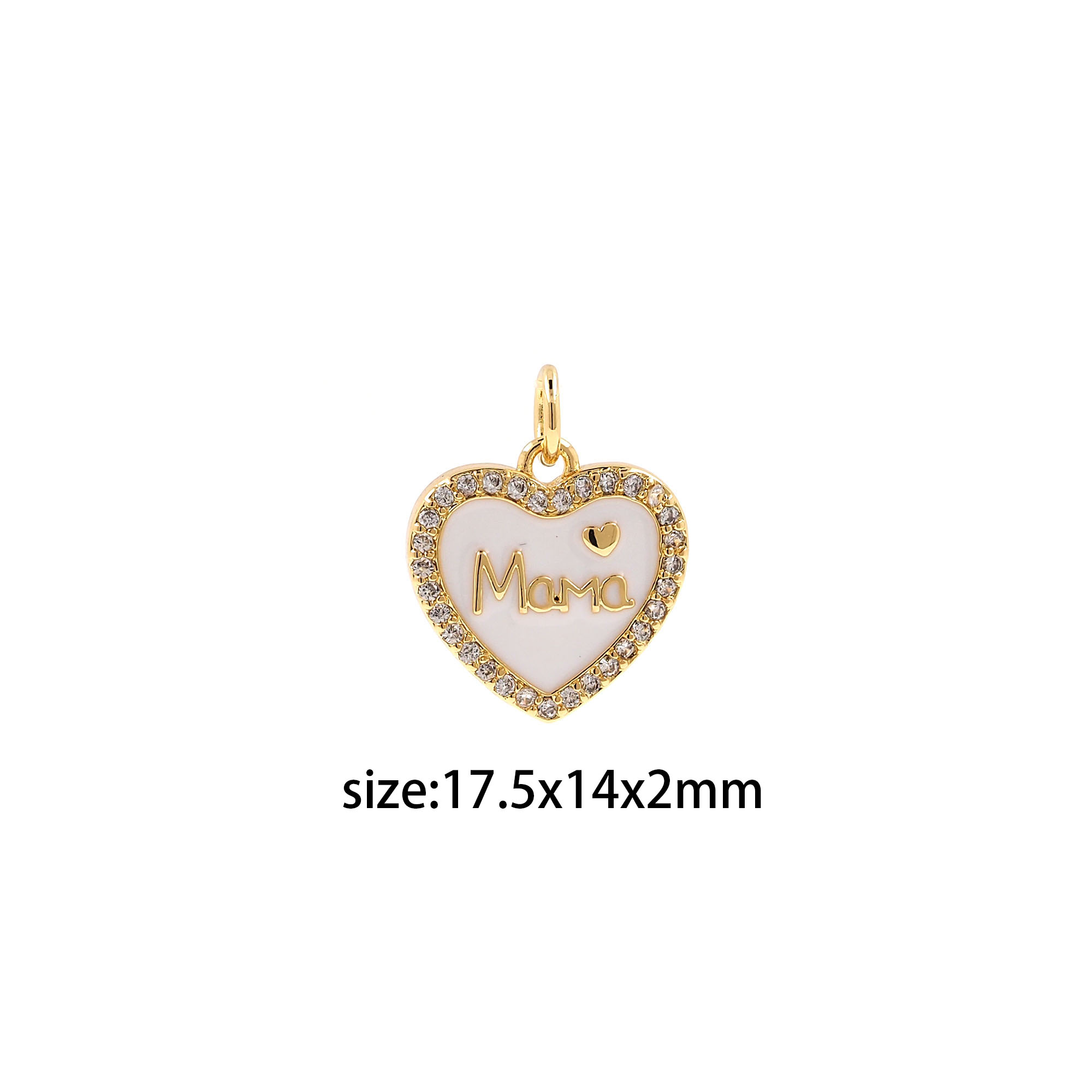 18K Gold Filled Mama Pendant,CZ Micro Pave Heart Mama Charm Earrings Necklace for DIY Jewelry Making Supply