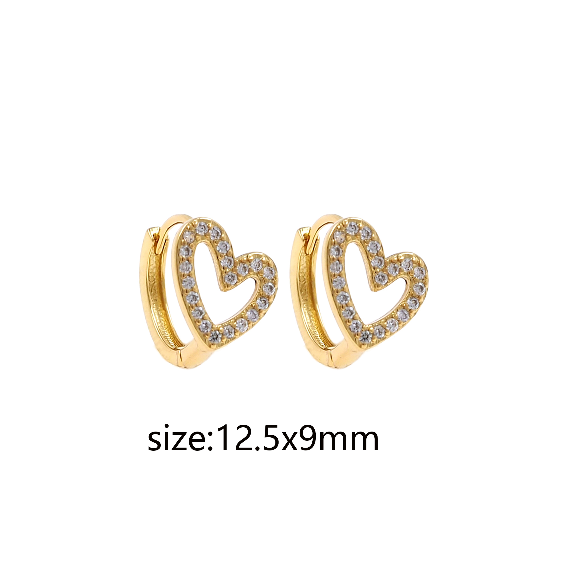18K Gold Filled Heart Hoop Earrings,Gold Thin Hoops,CZ Heart Hoops,Dainty Zirconia Earrings,Gold Hoops