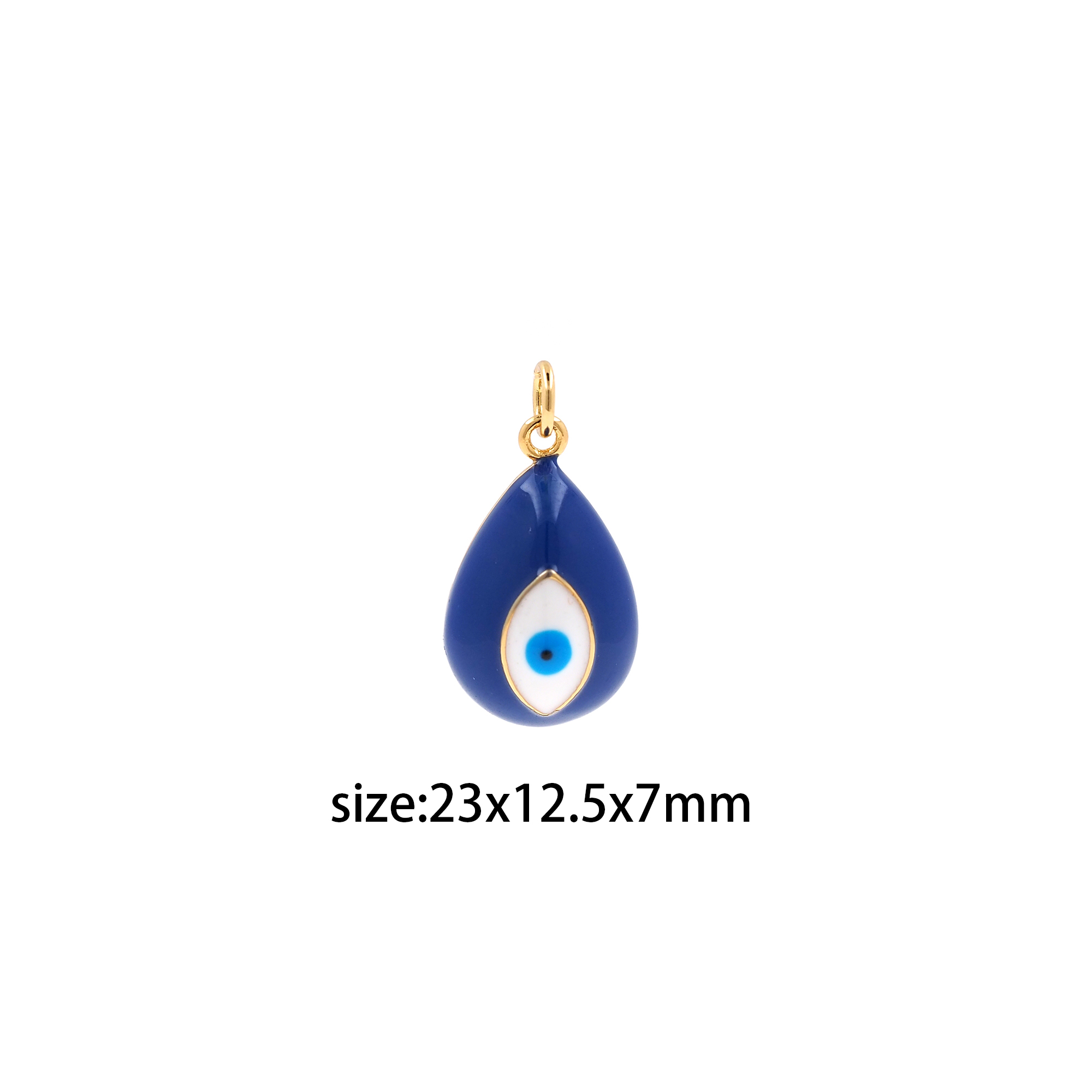 18K Gold Filled Teardrop Eye Pendant,Amulet Charm,Enamel Evil Eye Earrings Necklace for DIY Jewelry Making Supply