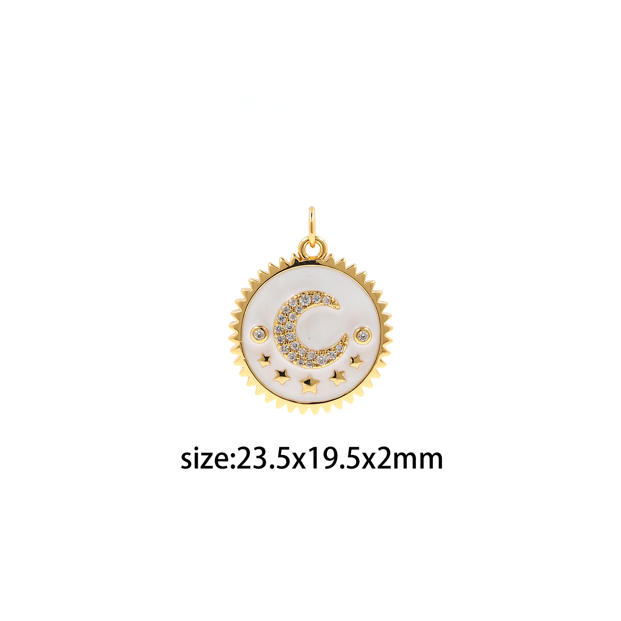 Enamel Moon Coin Pendant,18K Gold Filled Moon Charm Earrings Necklace for DIY Jewelry Making Supply