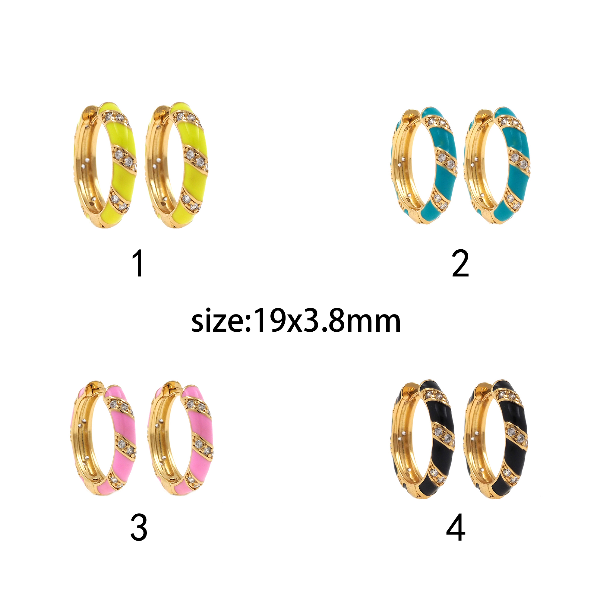 18K Gold Filled Round CZ Hoops,Colorful Enamel Earrings,Minimalist Enamel Earrings,Gold Hoop Earrings,Huggie Earrings