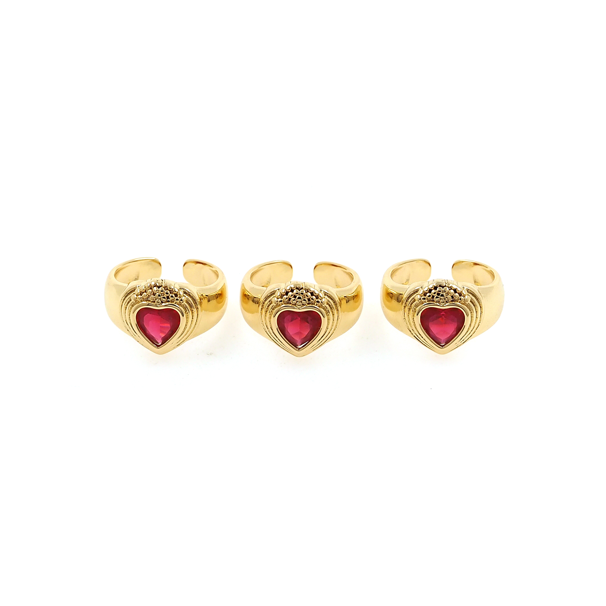 18K Gold Filled Heart Rings,Thick Rings,CZ Rings,Adjustable Ring,Minimalist Ring,Open Ring