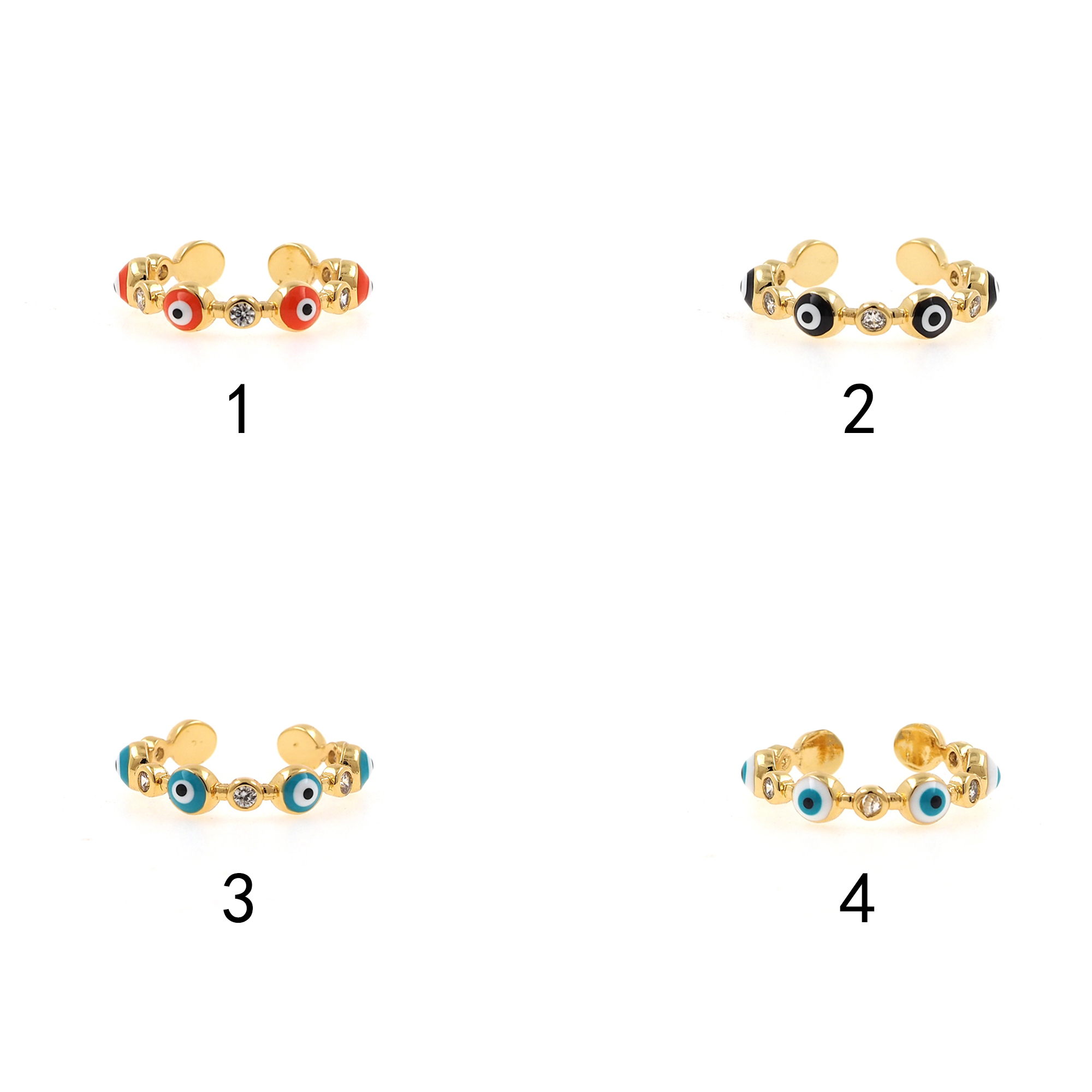 18K Gold Filled Evil Eye Rings,CZ Rings,Enamel Evil Eye Ring,Adjustable Ring,Minimalist Ring,Open Ring