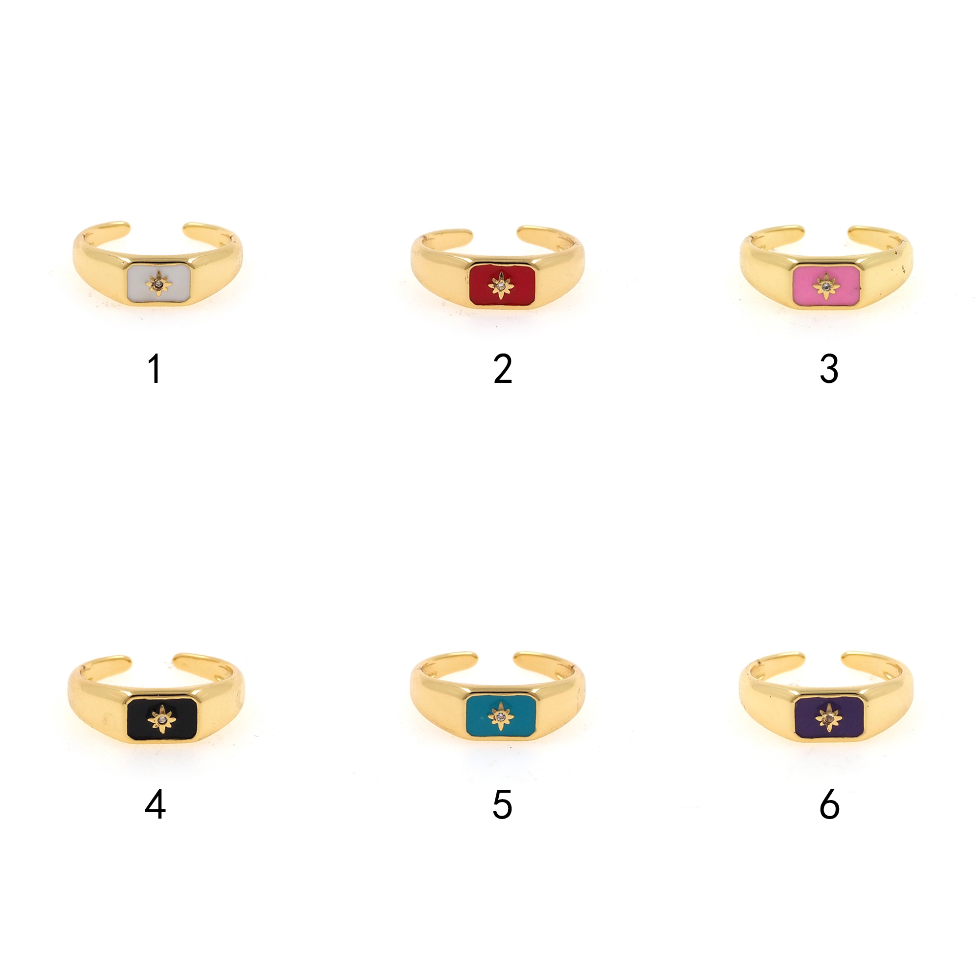 18K Gold Filled North Star Rings,Celestial Ring,Enamel Ring,Adjustable Ring,Minimalist Ring,Open Ring