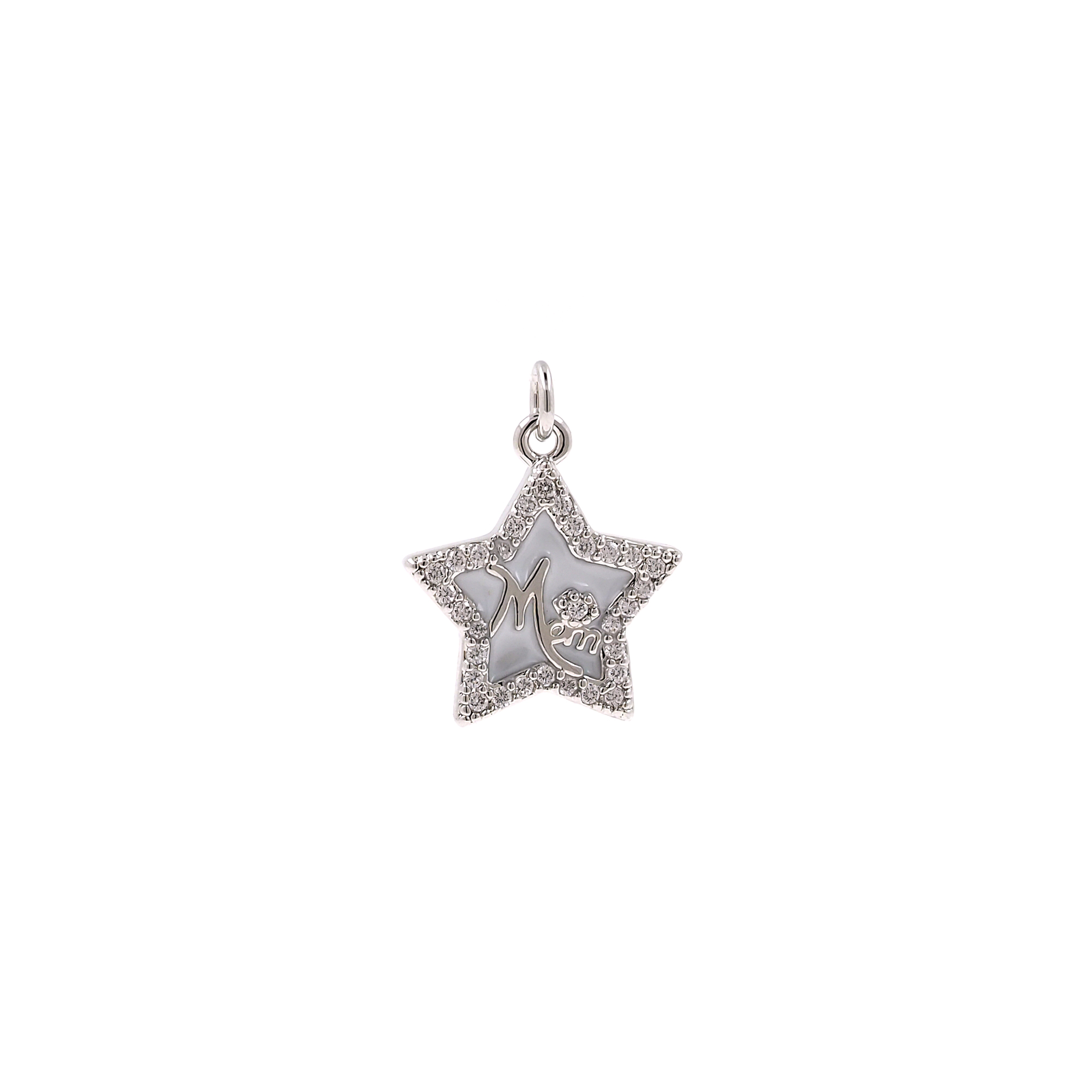 18K Gold Filled Mom Pendant,CZ Micro Pave Star Mom Charm Earrings Necklace for DIY Jewelry Making Supply