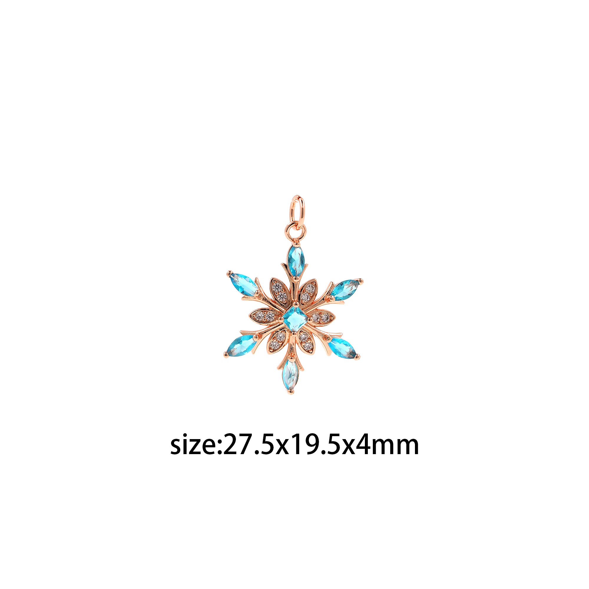 18K Gold Filled Snowflake Pendant,Winter Charm,CZ Micro Pave Snowflake Earrings Necklace for DIY Jewelry Making Supply