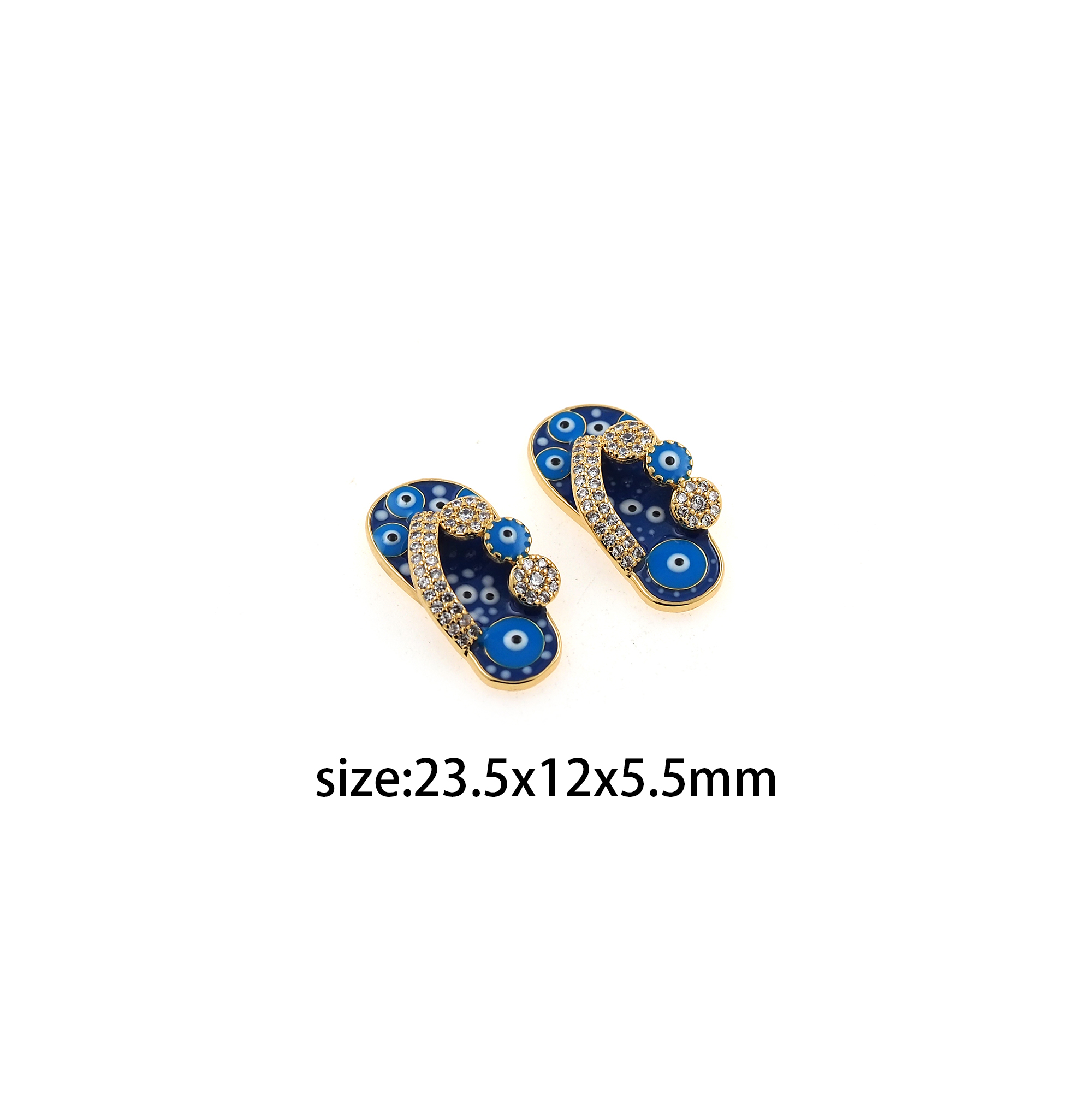18K Gold Filled Slippers Pendant,Enamel Eye Slipper Charm Earrings Necklace for DIY Jewelry Making Supply