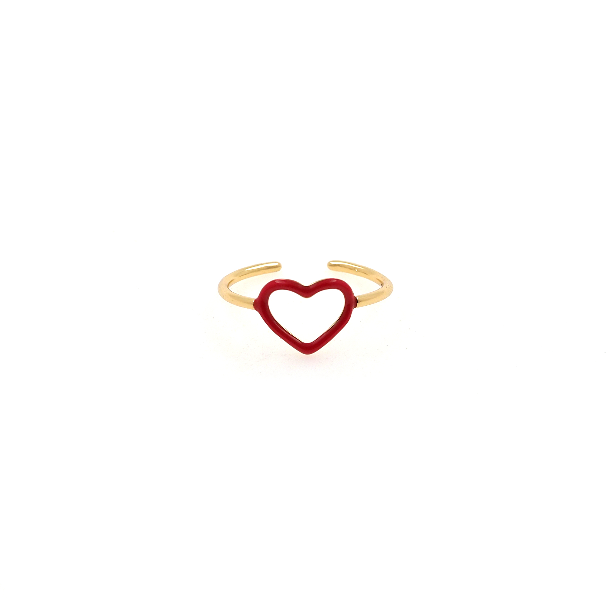 18K Gold Filled Heart Rings,Enamel Rings,Adjustable Ring,Minimalist Ring,Open Ring