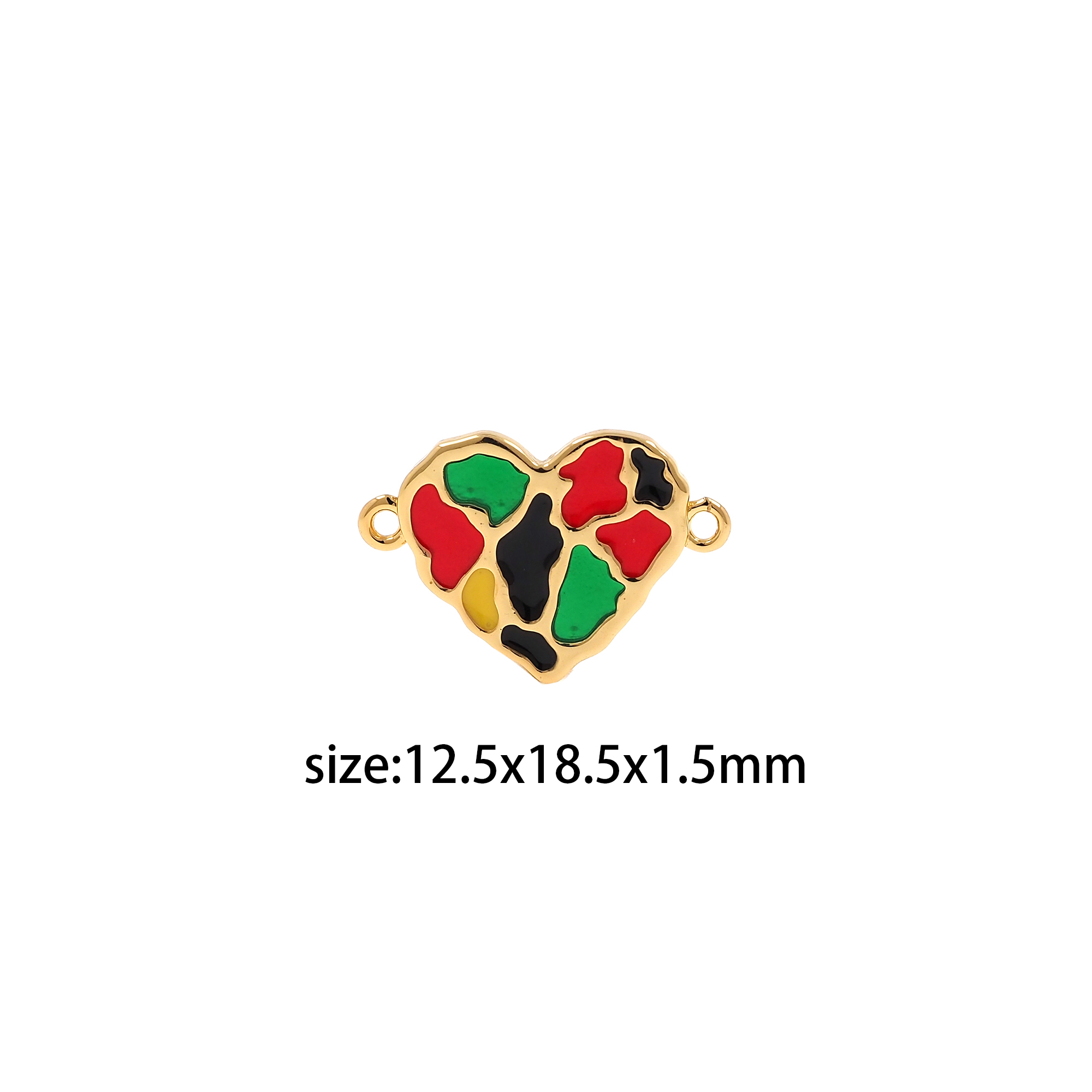 18K Gold Filled Heart Connector,Colorful Enamel Heart Charm Necklace Bracelet for DIY Jewelry Making Supply