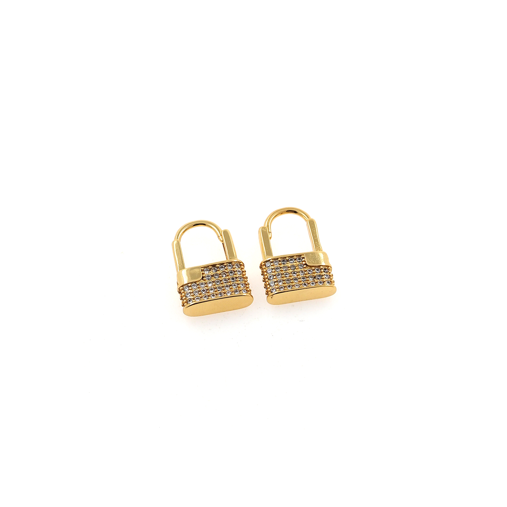 18K Gold Filled Lock Hoop Earrings,Gold Thin Hoops,CZ Lock Hoops,Dainty Zirconia Earrings,Gold Hoops