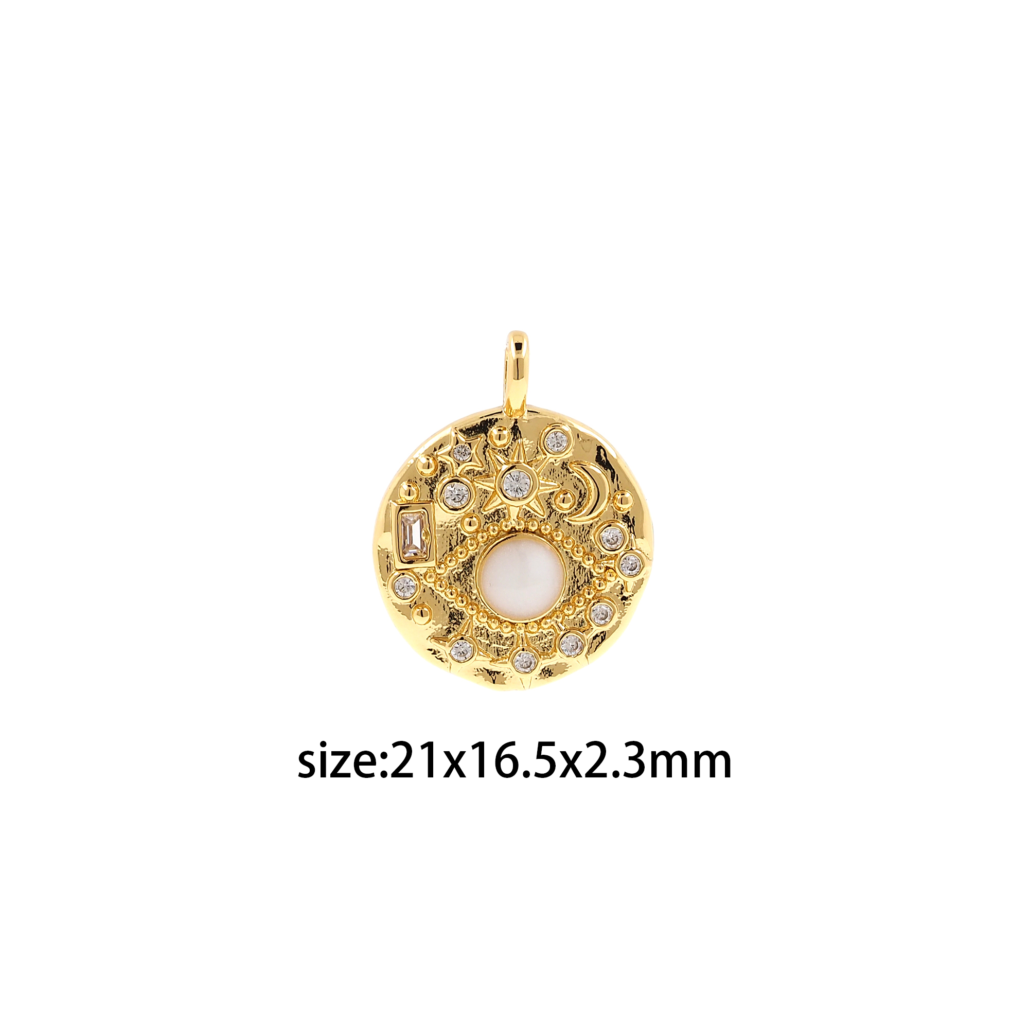 Round Eye Pendant,18K Gold Filled Evil Eye Charm Earrings Necklace for DIY Jewelry Making Supply