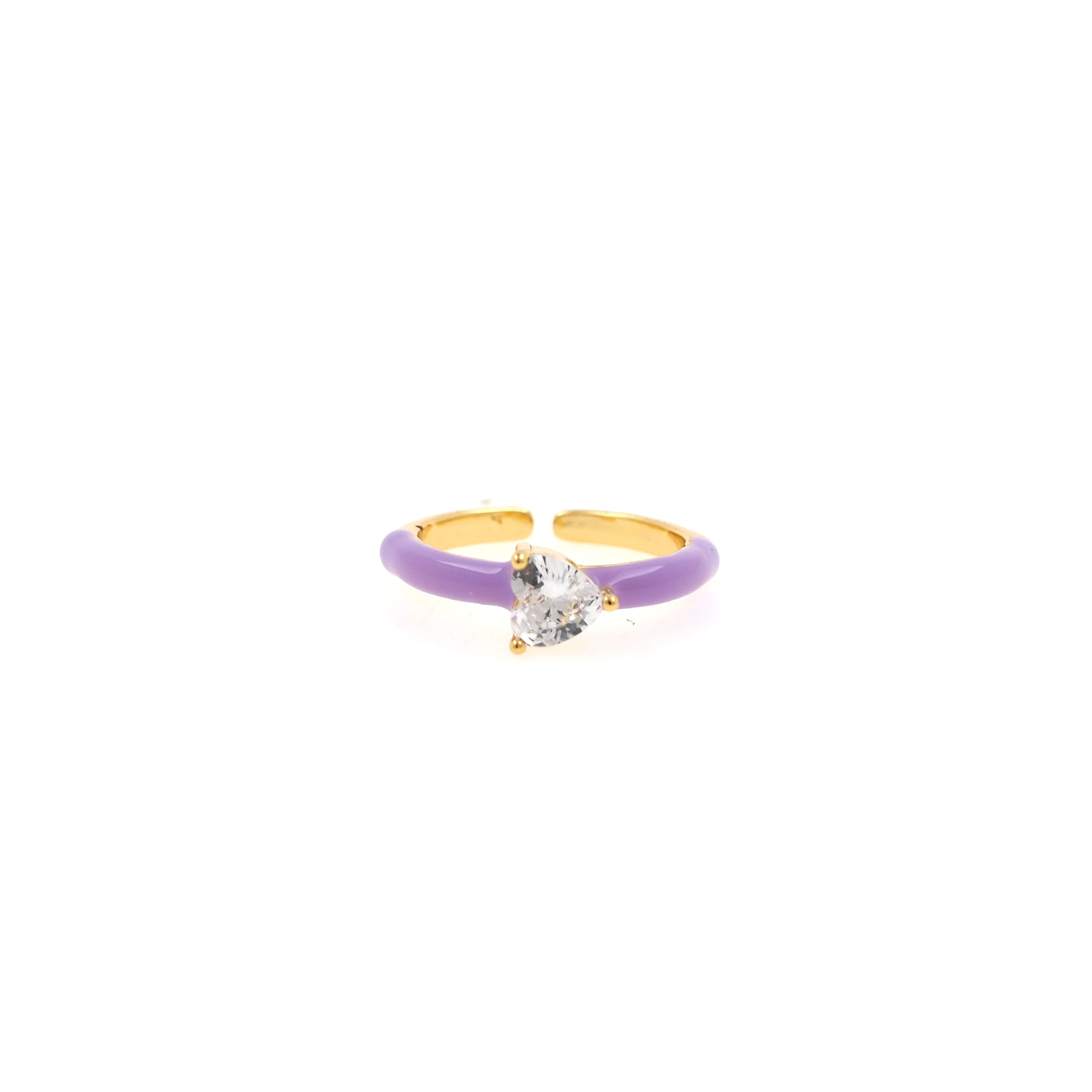 18K Gold Filled CZ Heart Rings,Enamel Heart Ring,Adjustable Ring,Minimalist Ring,Open Ring