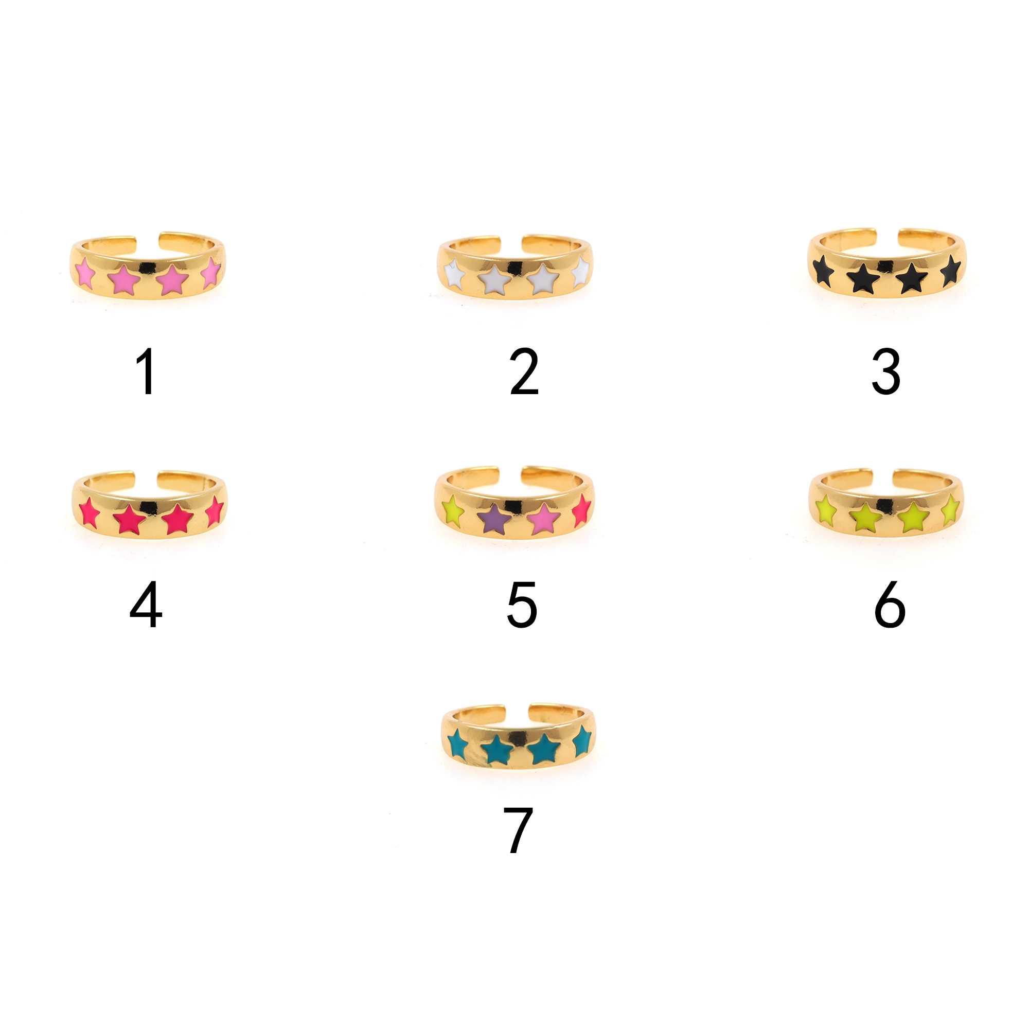 18K Gold Filled Star Rings,Thin Ring,Enamel Ring,Adjustable Ring,Minimalist Ring,Open Ring