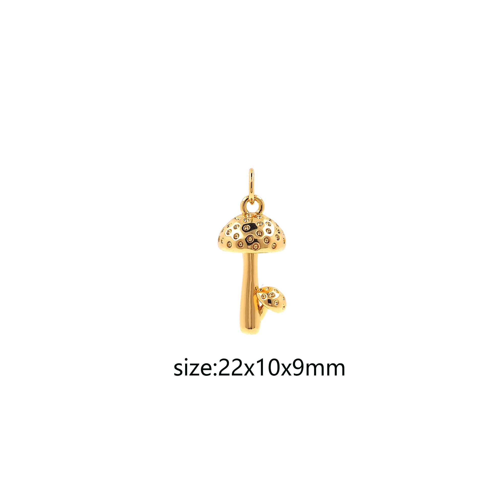 18K Gold Filled Mushroom Pendant,Cute Mushroom Charm Earrings Necklace for DIY Jewelry Making Supply