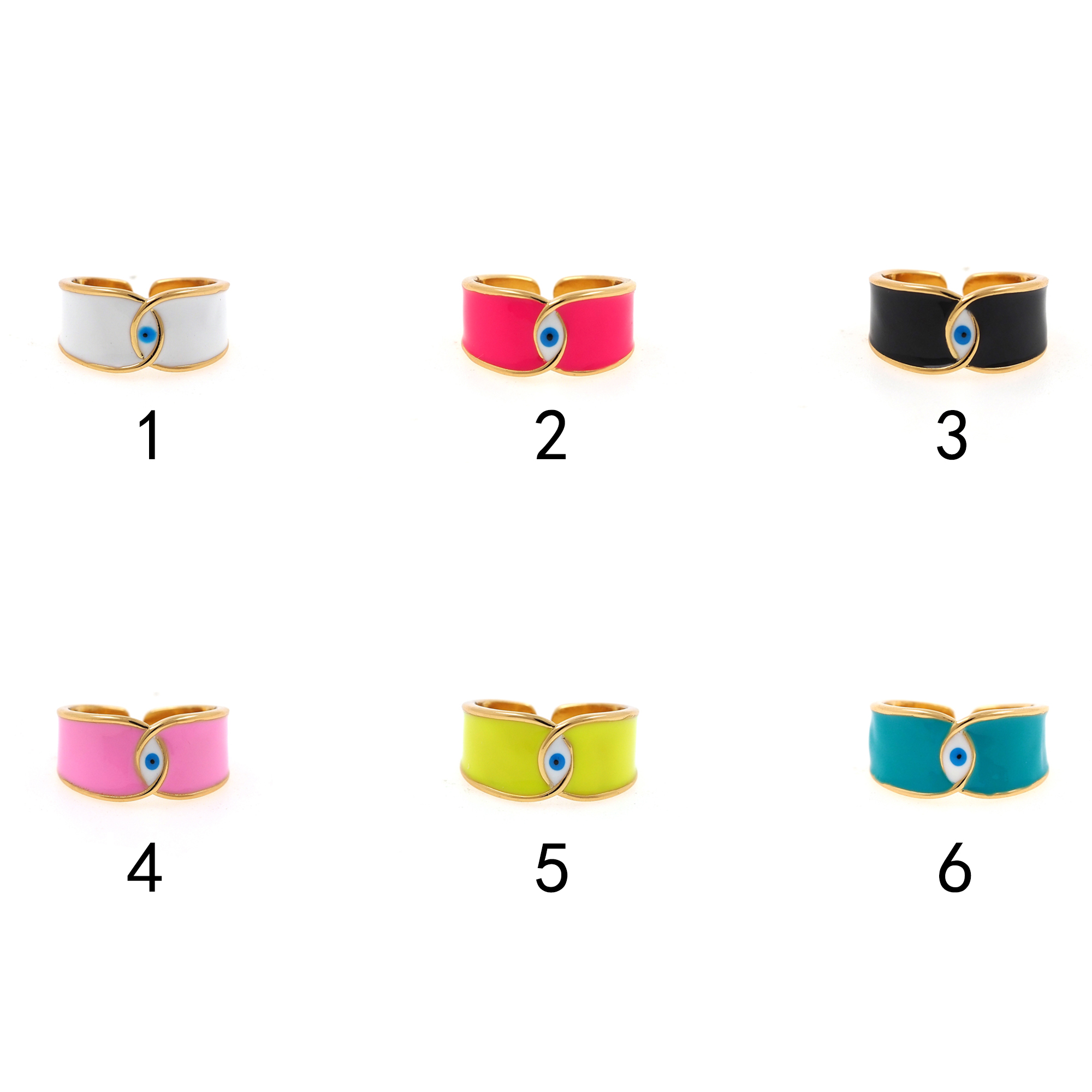 18K Gold Filled Evil Eye Rings,Enamel Evil Eye Rings,Adjustable Ring,Minimalist Ring,Open Ring