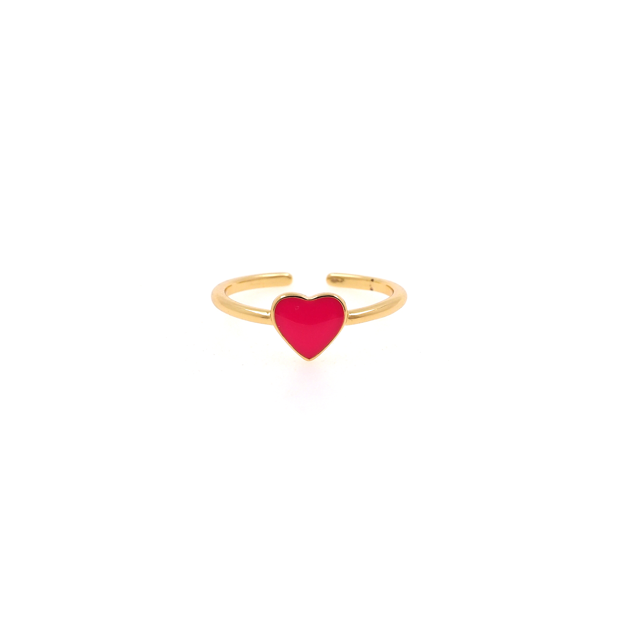 18K Gold Filled Heart Rings,Thin Ring,Enamel Ring,Adjustable Ring,Minimalist Ring,Open Ring