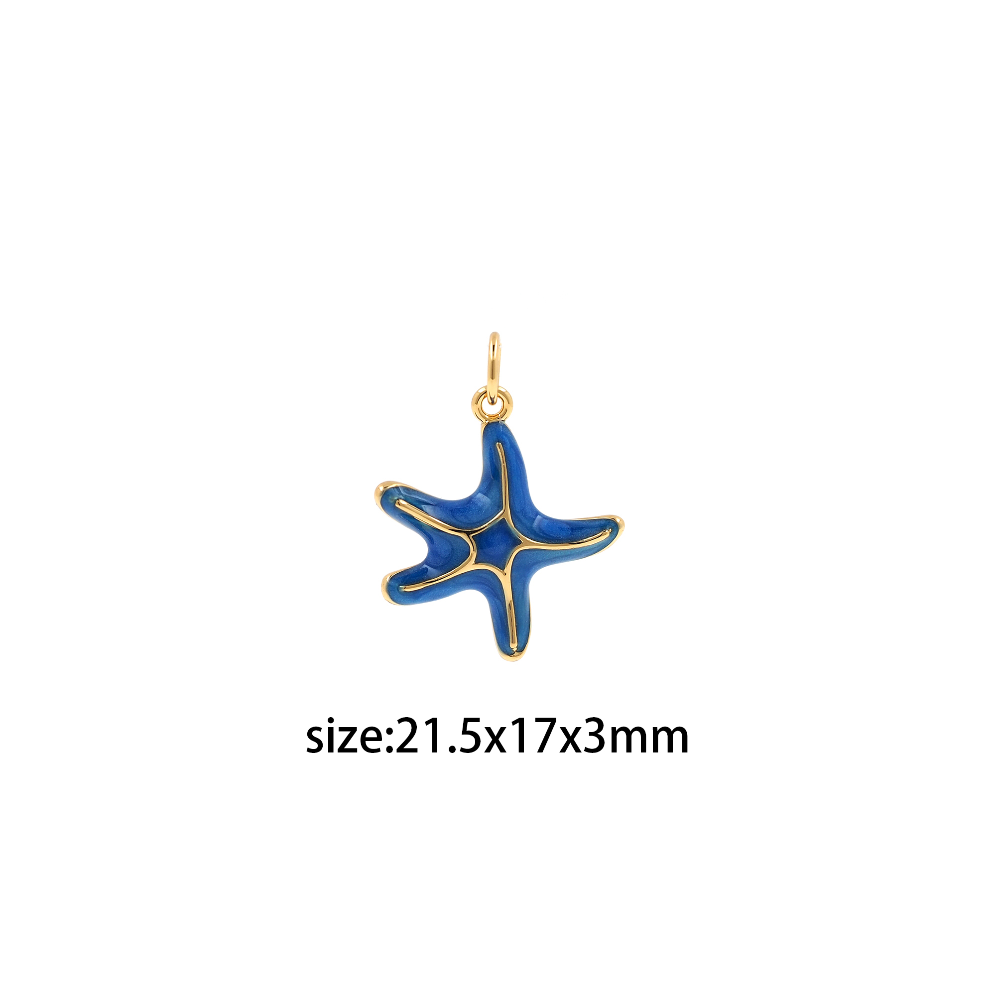 Enamel Starfish Pendant,18K Gold Filled Starfish Charm Earrings Necklace for DIY Jewelry Making Supply
