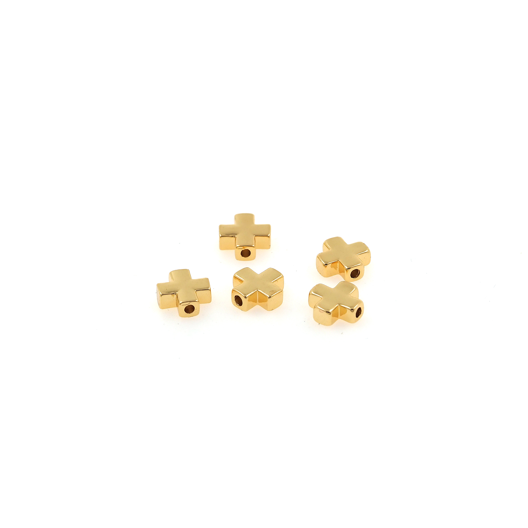 18K Gold Filled Cross Spacer Beads,Dainty Cross Bead for Bracelet Jewelry Necklace Making Supply