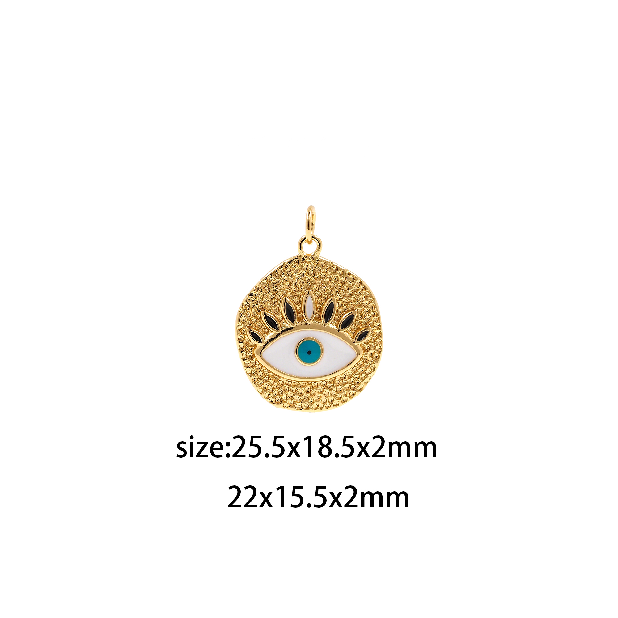 18K Gold Filled Evil Eye Pendant,Amulet Charm,Enamel Coin Eye Earrings Necklace for DIY Jewelry Making Supply