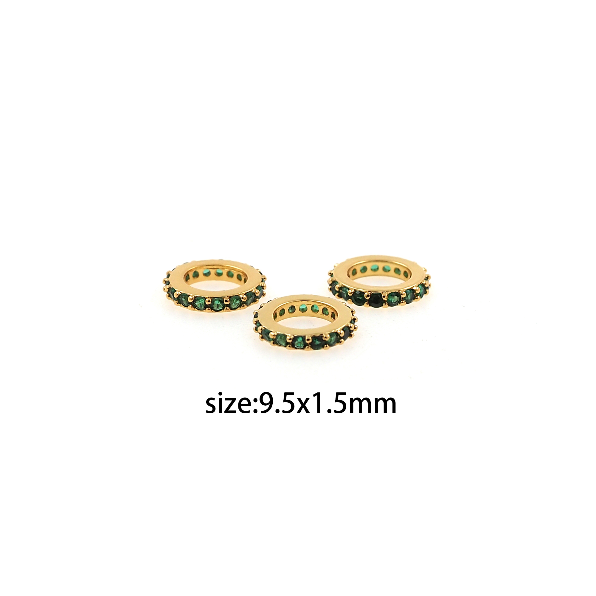 18K Gold Filled Flat Spacer Beads,CZ Micro Pave Large Hole Beads for Bracelet Jewelry Necklace Making Supply