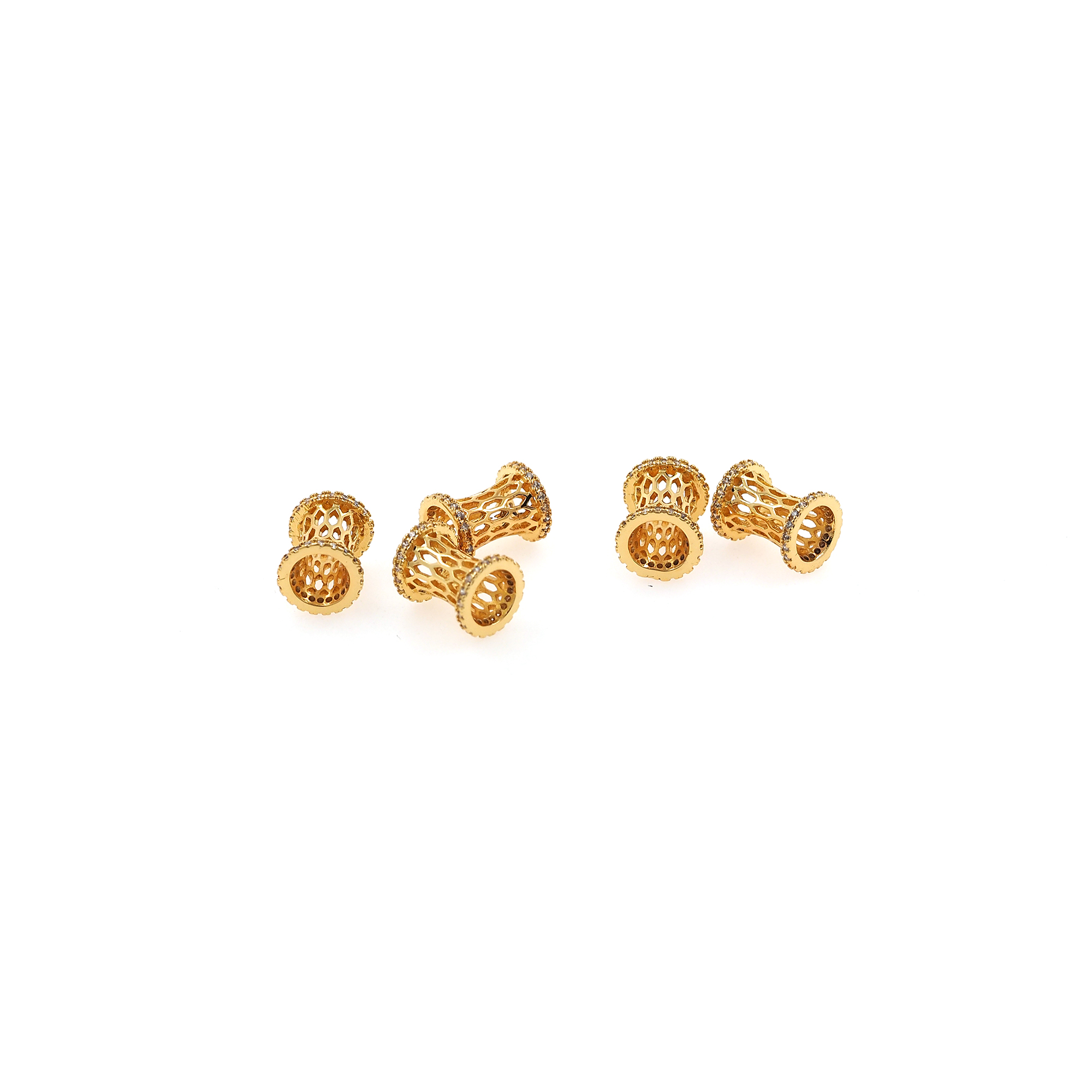 18K Gold Filled Tube Spacer Beads,Cylinder Bead,CZ Micro Pave Barrel Beads for Bracelet Jewelry Necklace Making Supply