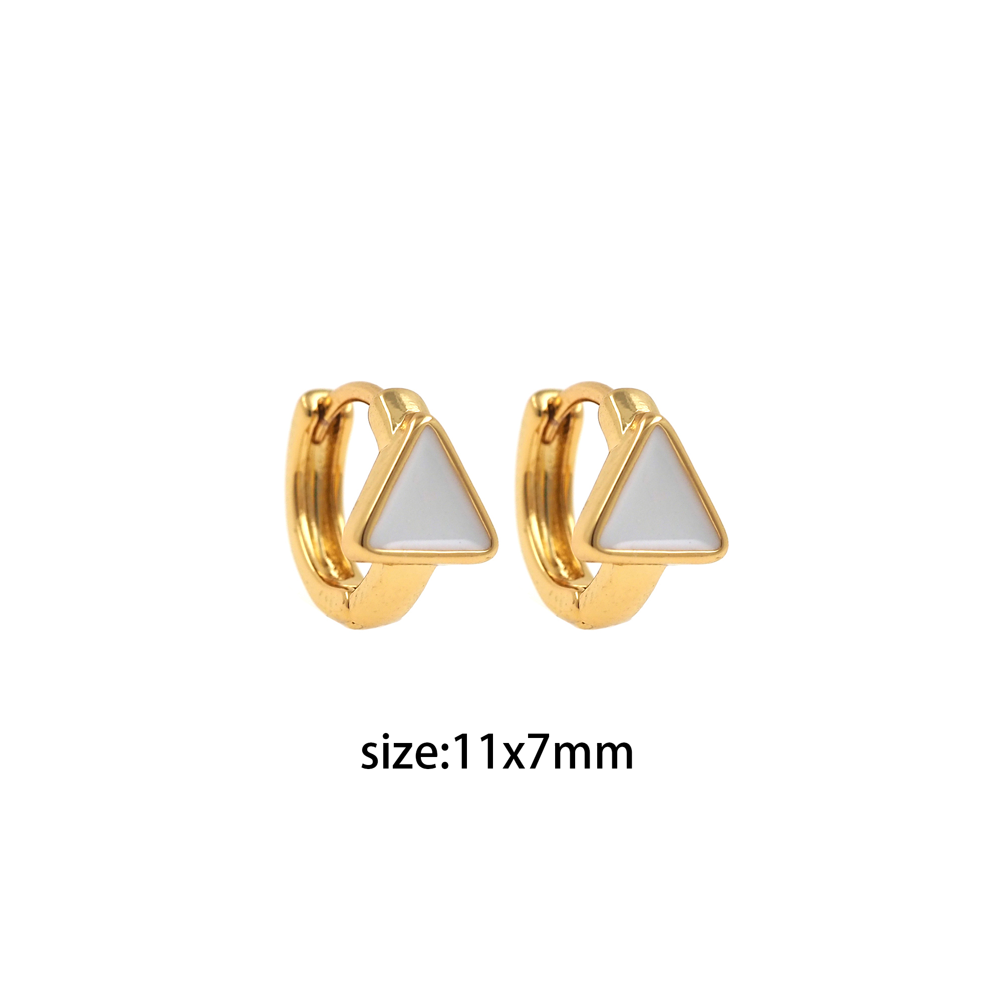 18K Gold Filled Triangle Hoop Earrings,Enamel Hoops,Triangle Huggie Hoops,Minimalist Earrings