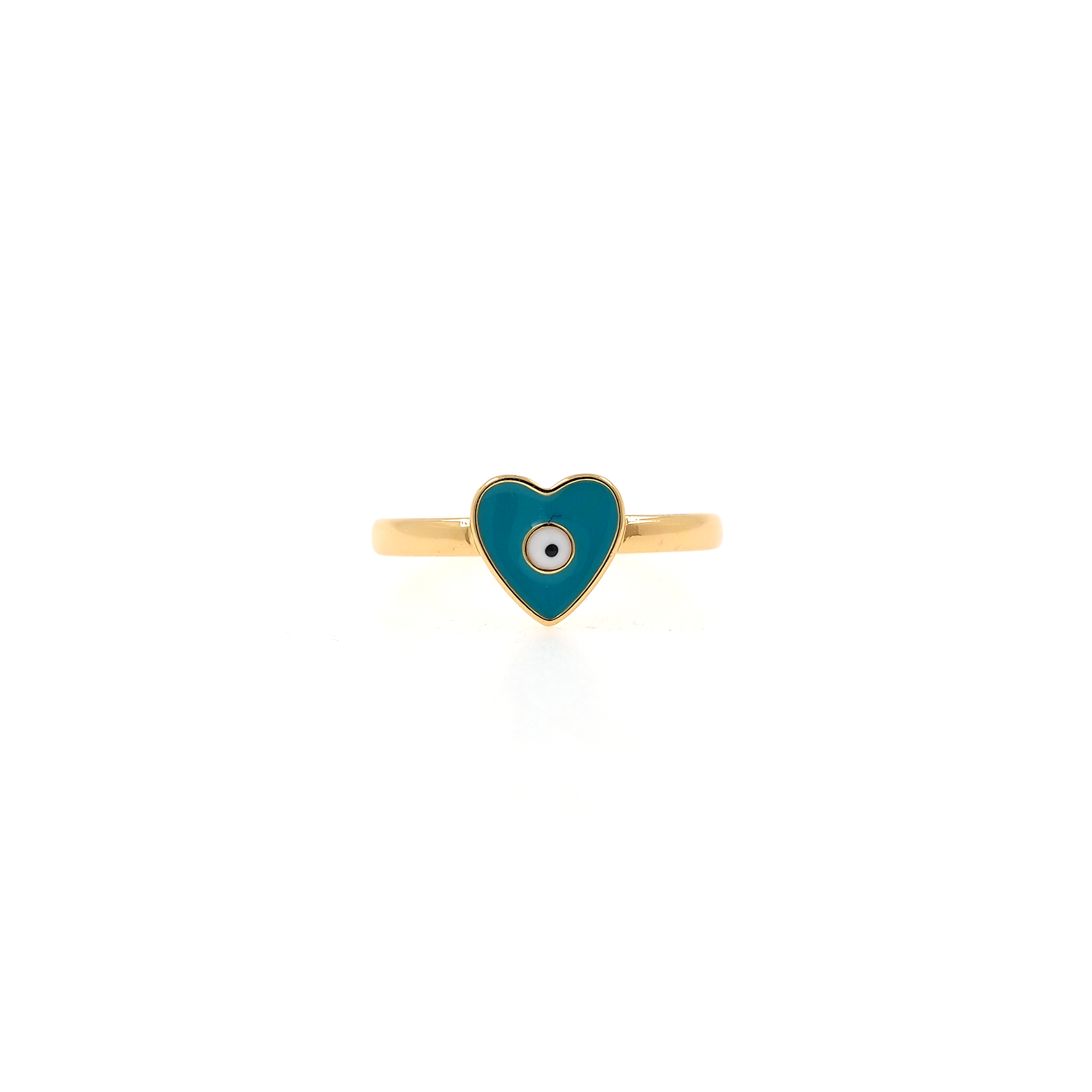18K Gold Filled Heart Eye Rings,Enamel Evil Eye Rings,Adjustable Ring,Minimalist Ring,Open Ring