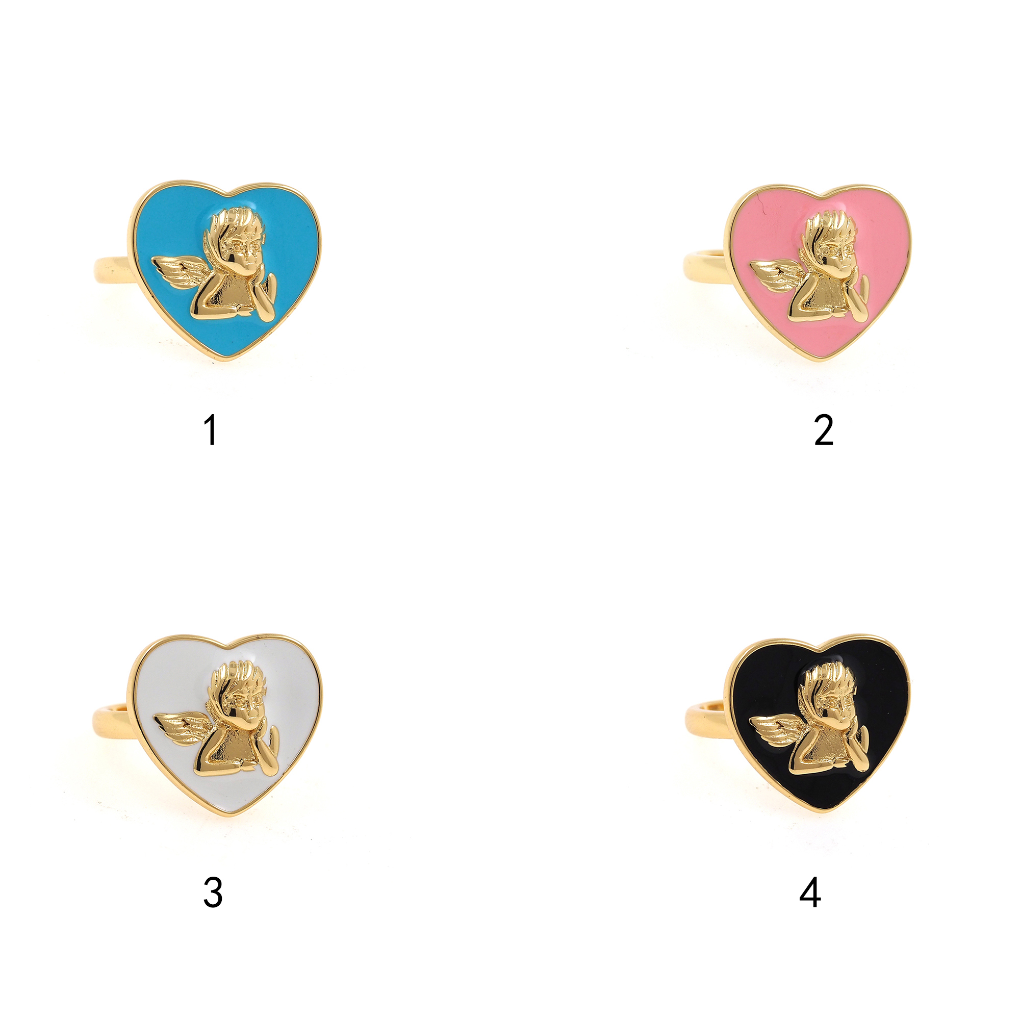 18K Gold Filled Angel Rings,Enamel Angel Ring,Adjustable Ring,Minimalist Ring,Open Ring