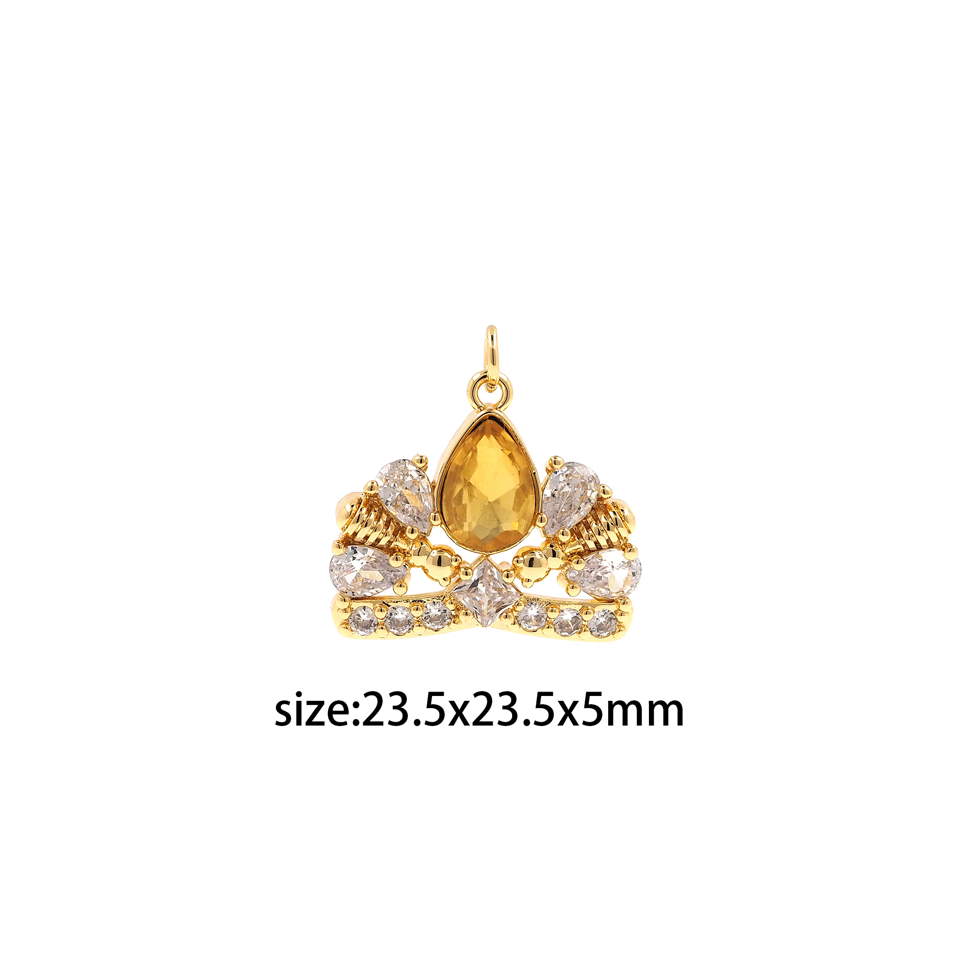 18K Gold Filled Crown Pendant,CZ Micro Pave Crown Charm Earrings Necklace for DIY Jewelry Making Supply