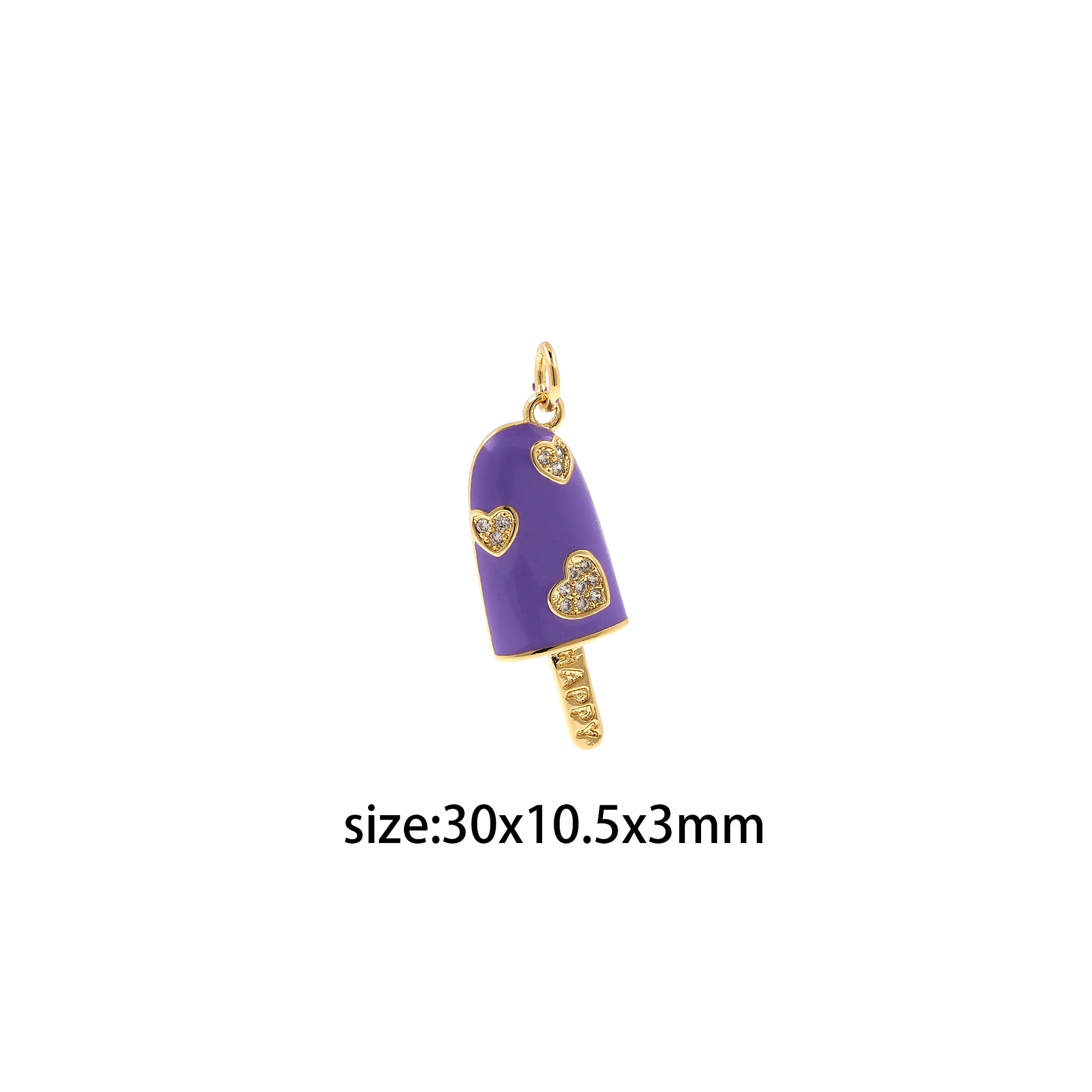 18K Gold Filled Ice Cream Pendant,Enamel Ice Cream Charm Earrings Necklace for DIY Jewelry Making Supply