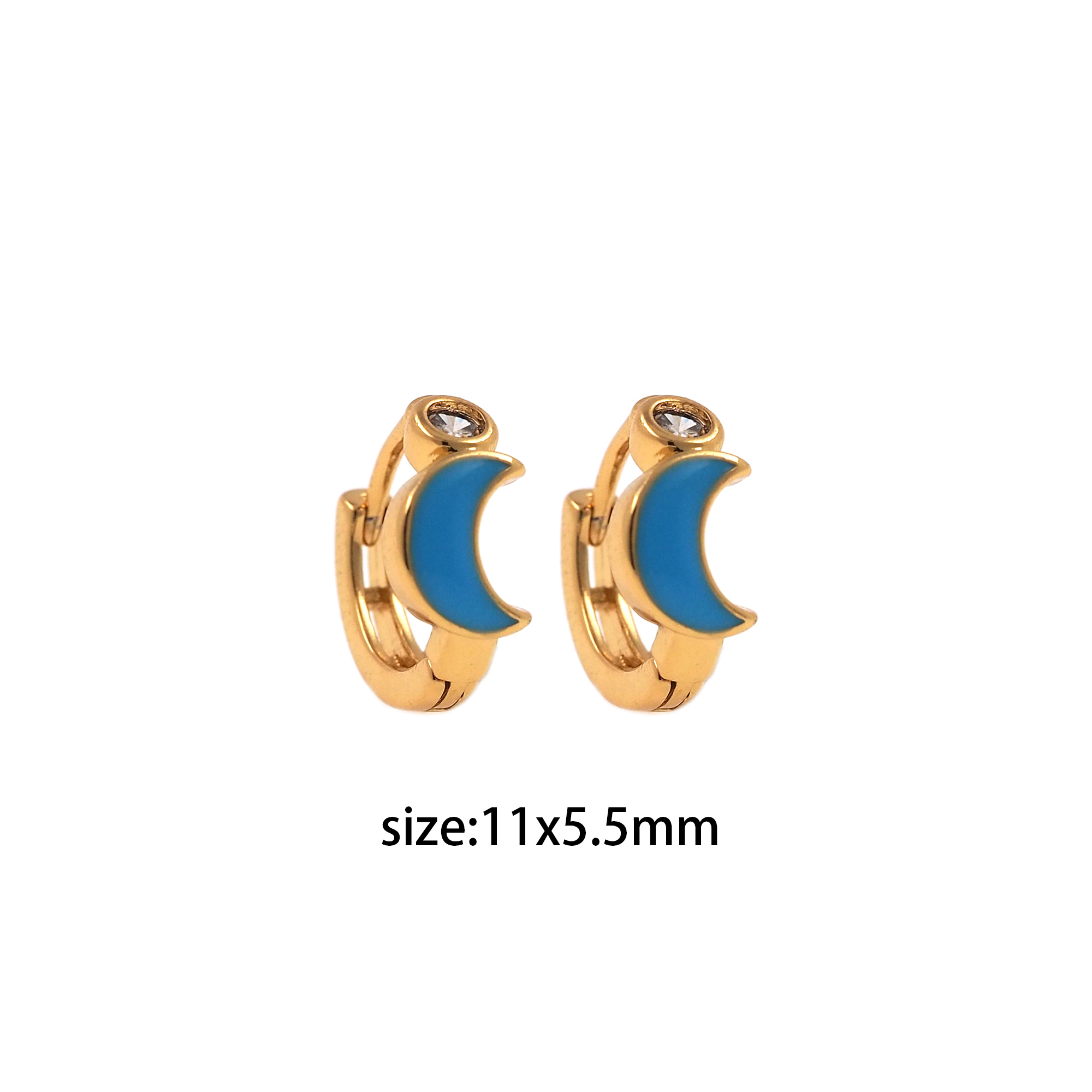 18K Gold Filled Moon Hoops,Colorful Enamel Earrings,Minimalist Enamel Earrings,Gold Hoop Earrings,Huggie Earrings