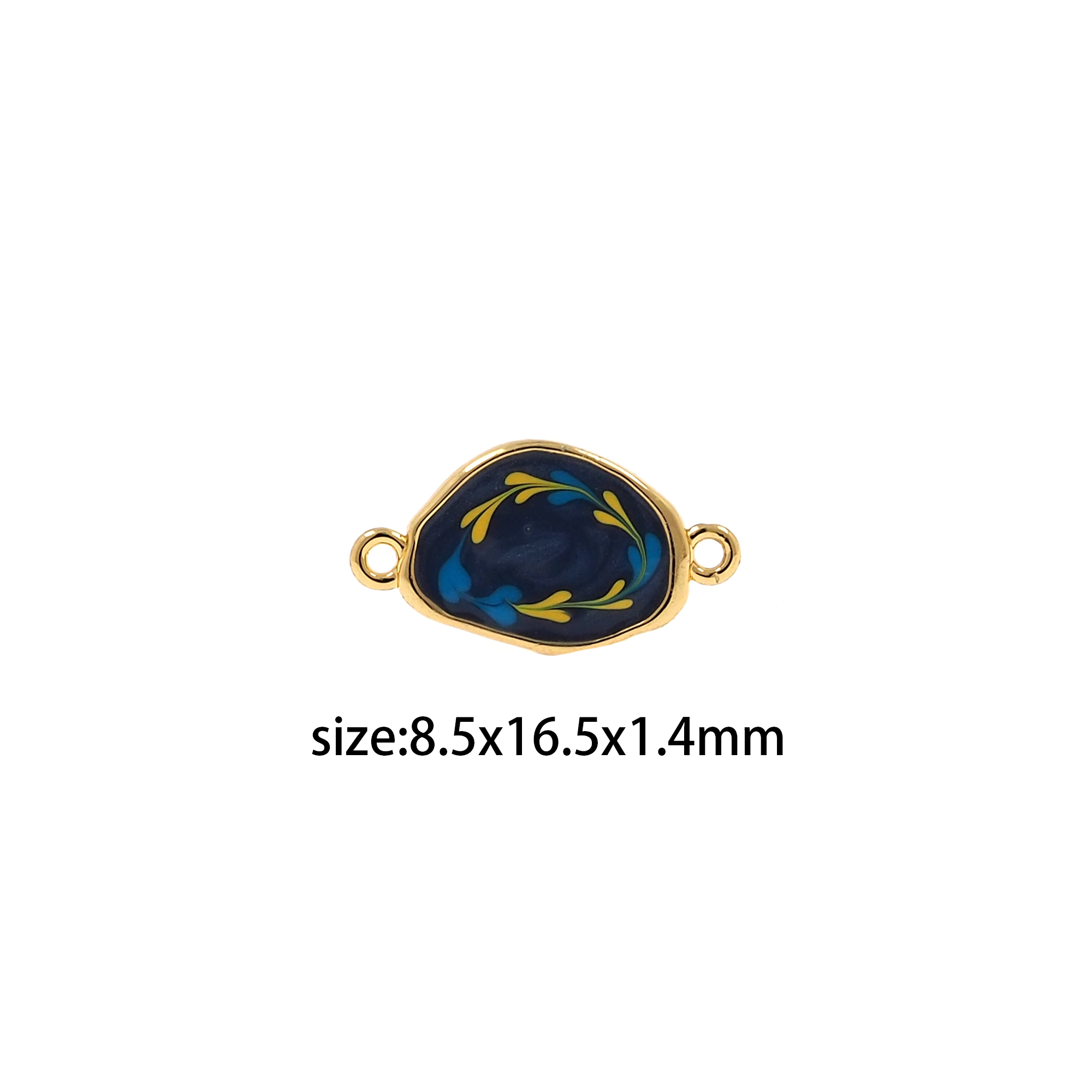 18K Gold Filled Irregular Connector,Enamel Charm Necklace Bracelet for DIY Jewelry Making Supply
