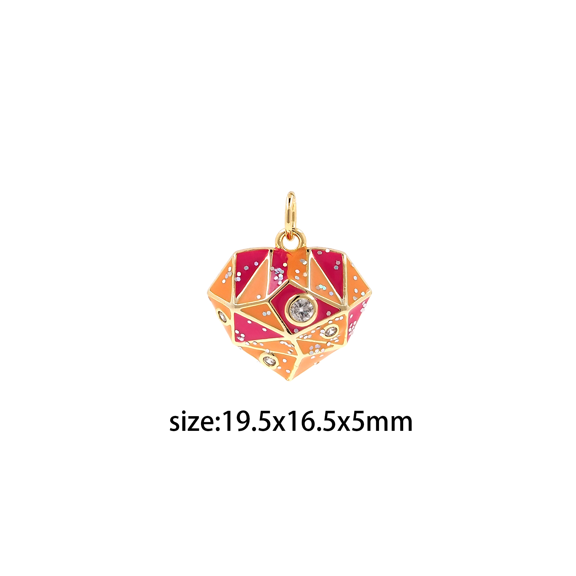 18K Gold Filled Heart Pendant,Enamel Love Heart Charm Earrings Necklace for DIY Jewelry Making Supply