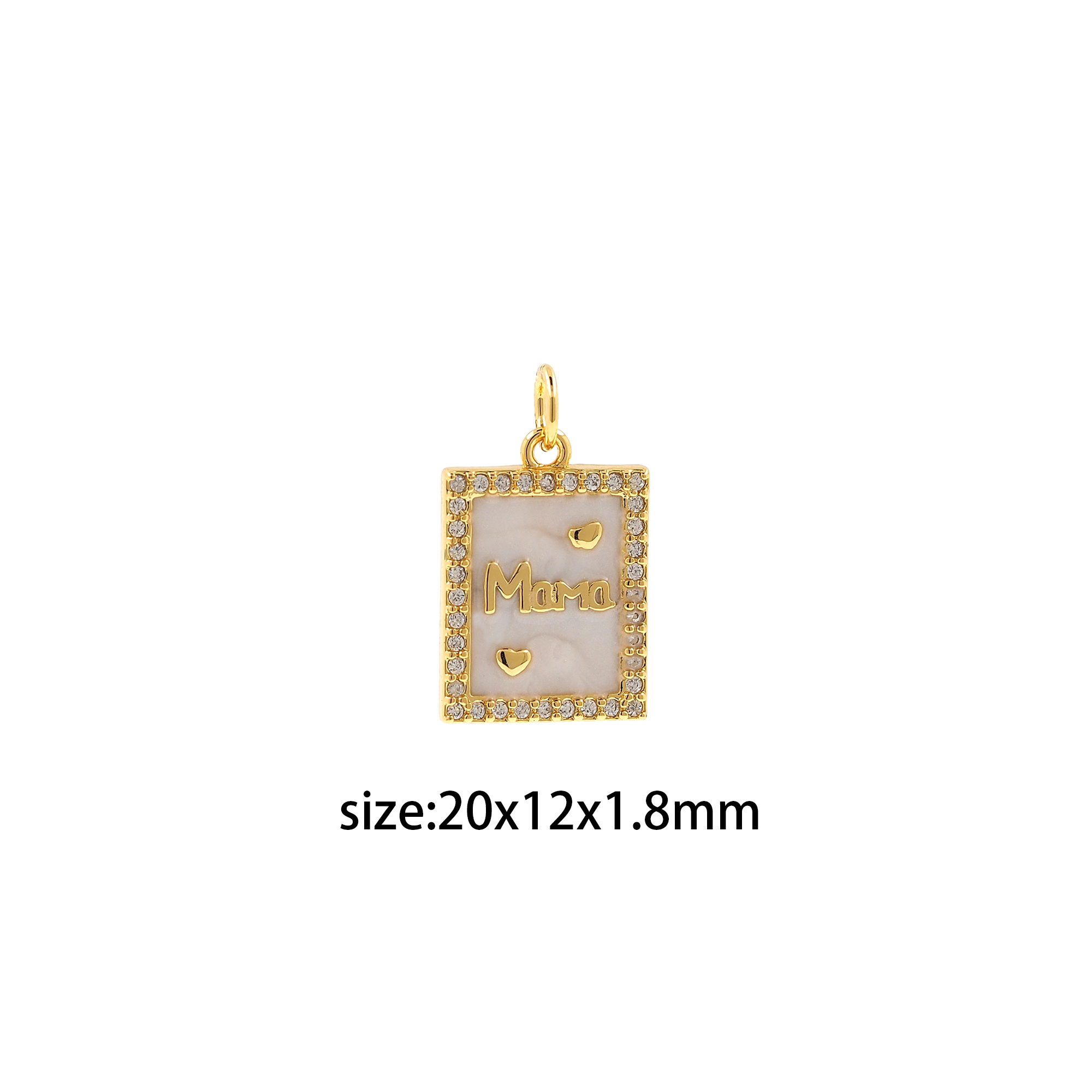 18K Gold Filled Rectangle Mama Pendant,CZ Micro Pave Mama Charm Earrings Necklace for DIY Jewelry Making Supply