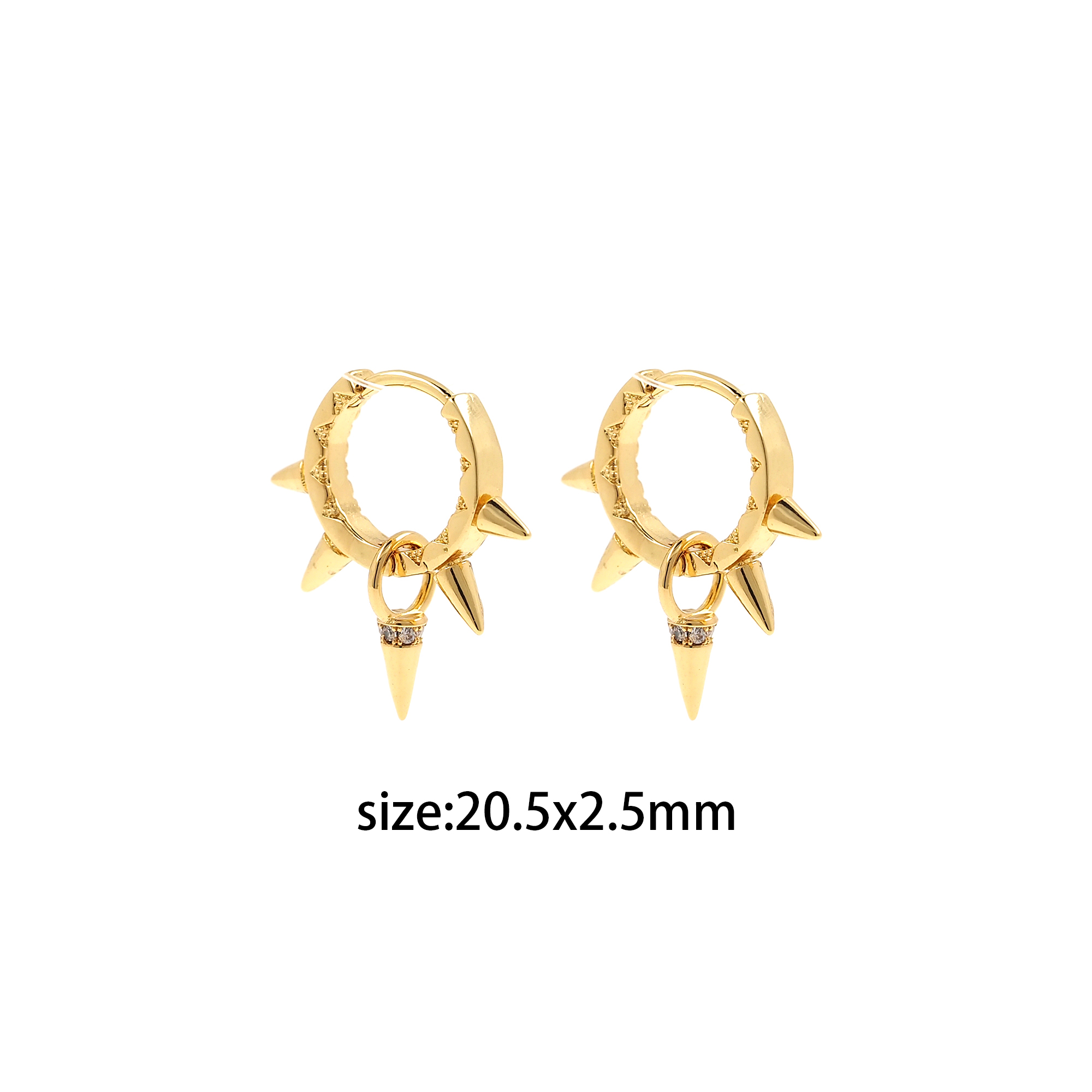 18K Gold Filled Spikes Hoop Earrings,Gold Thin Hoops,CZ Spikes Hoops,Minimalist Earrings,Gold Hoops