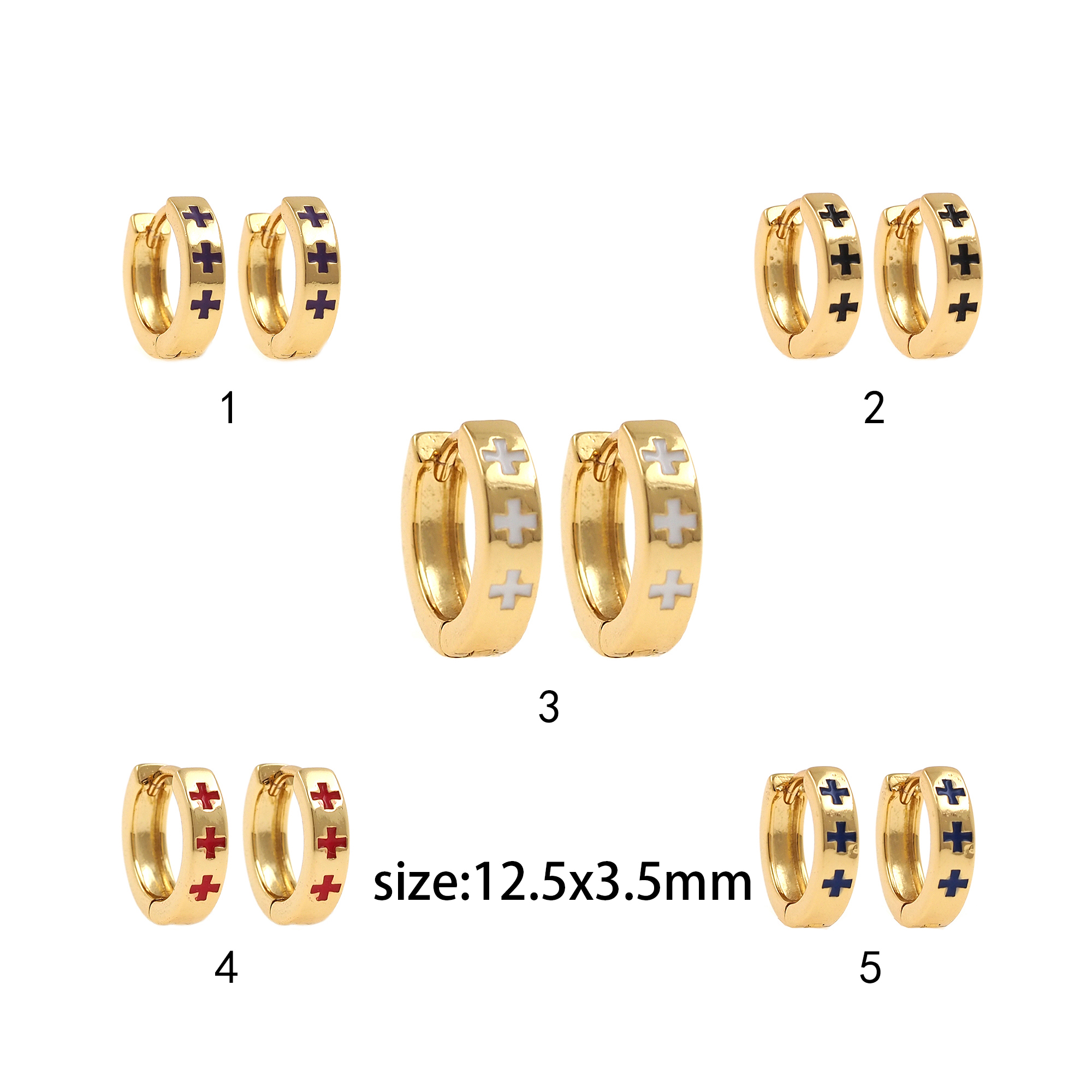 18K Gold Filled Cross Hoop Earrings,Religious Hoops,Enamel Cross Hoops,Minimalist Earrings,Gold Hoops