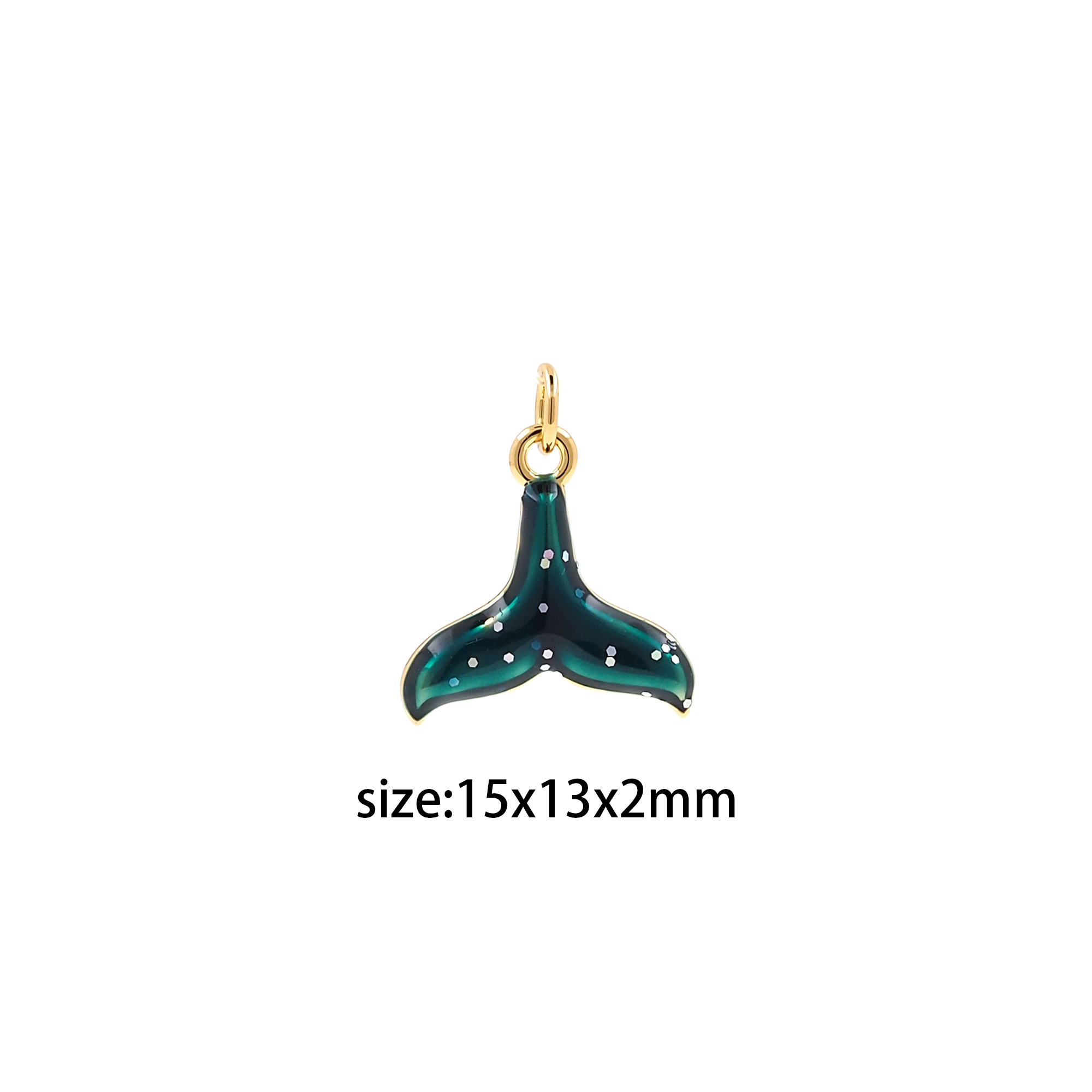 18K Gold Filled Whale Tail Pendant,Enamel Whale Tail Charm Earrings Necklace for DIY Jewelry Making Supply