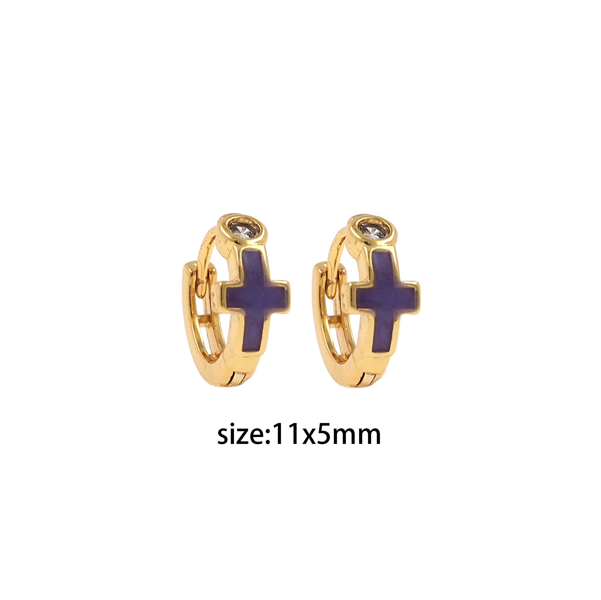 18K Gold Filled Cross Hoops,Colorful Enamel Earrings,Minimalist Enamel Earrings,Gold Hoop Earrings,Huggie Earrings