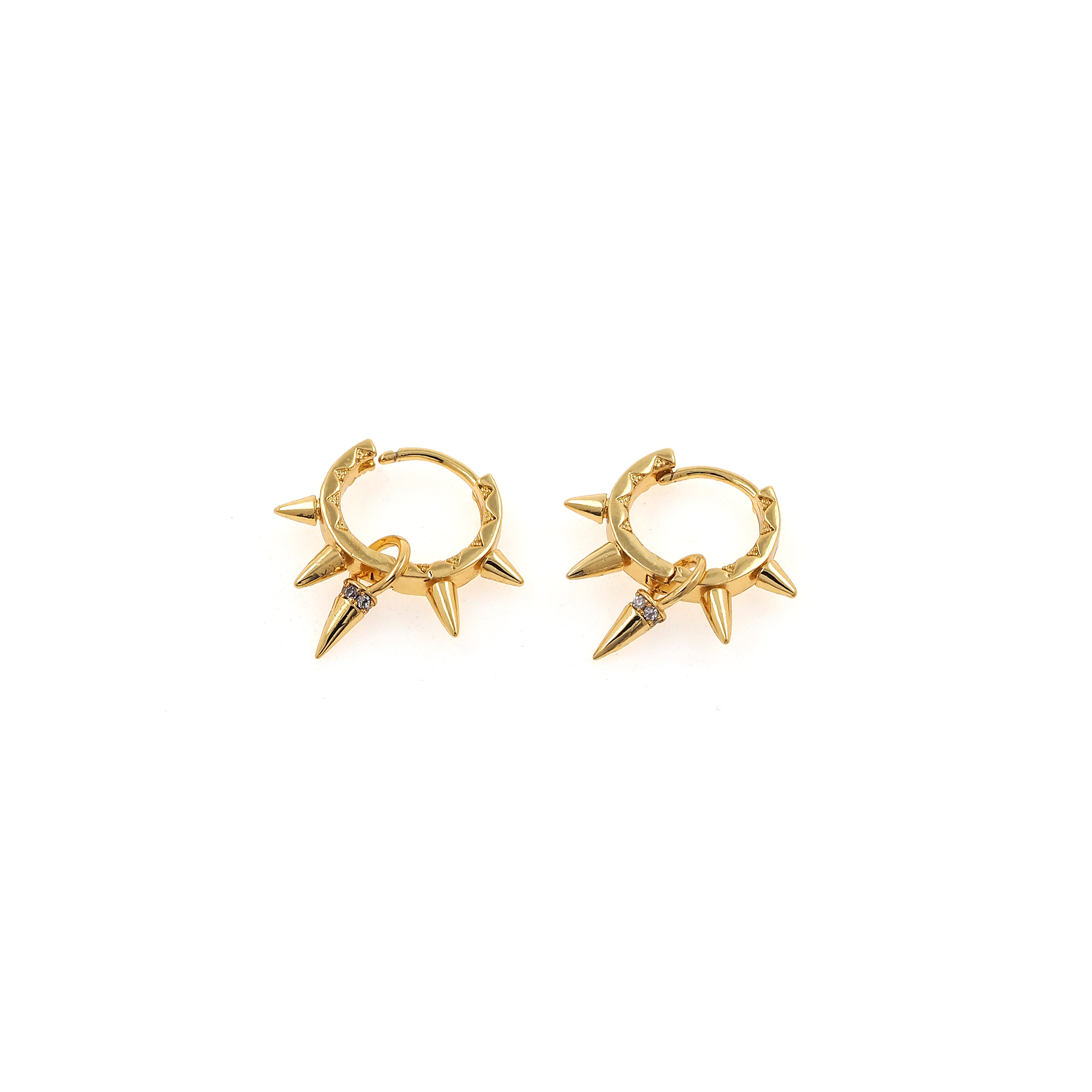 18K Gold Filled Spikes Hoop Earrings,Gold Thin Hoops,CZ Spikes Hoops,Minimalist Earrings,Gold Hoops