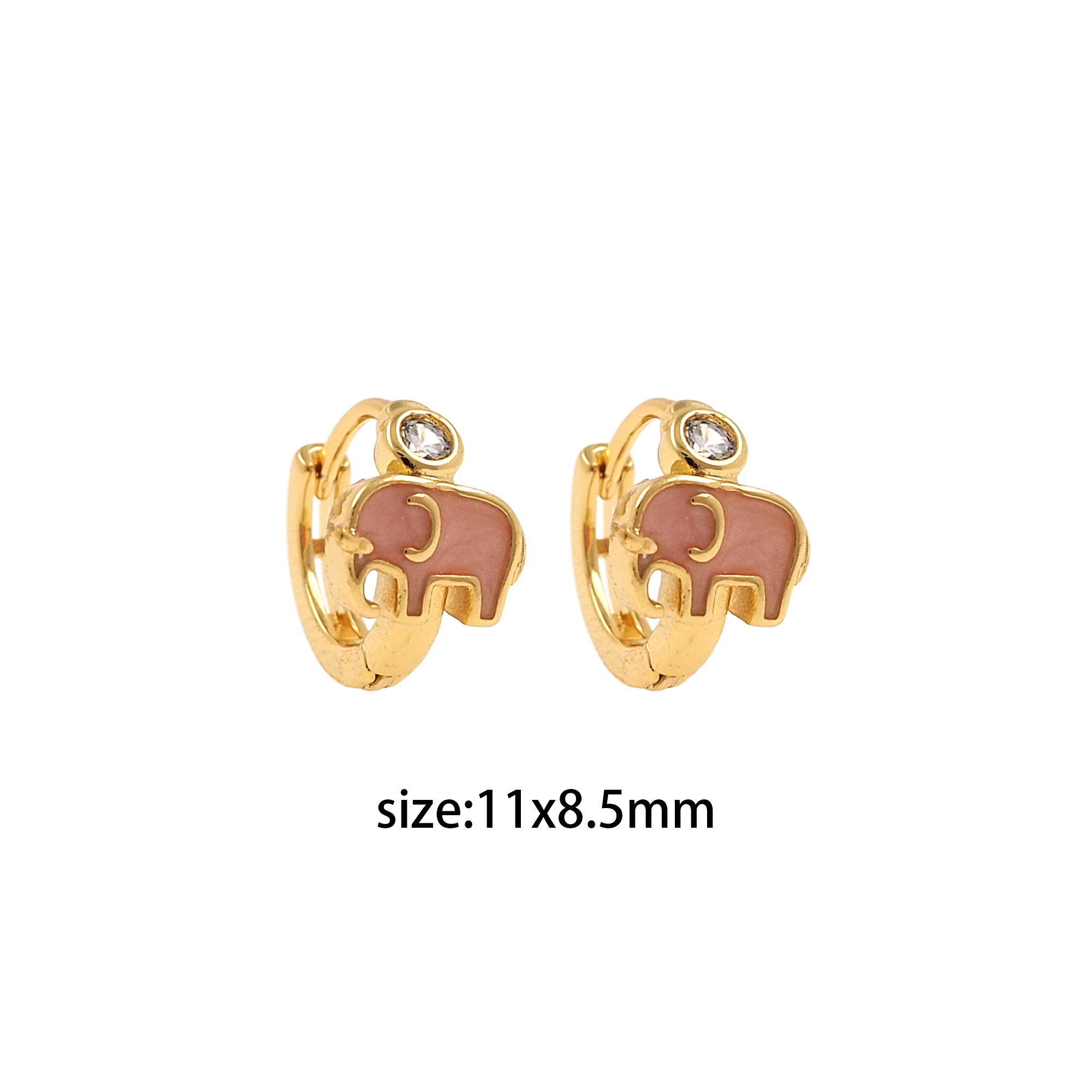 18K Gold Filled Elephant Hoops,Colorful Enamel Earrings,Minimalist Enamel Earrings,Gold Hoop Earrings,Huggie Earrings