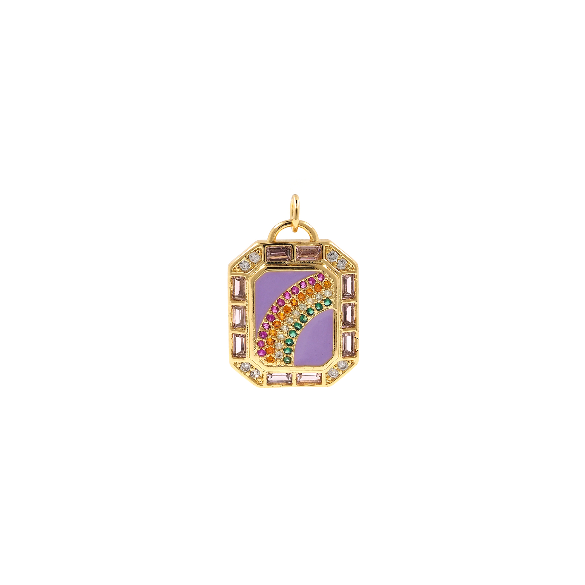 18K Gold Filled Rainbow Pendant,Enamel Rainbow Charm Earrings Necklace for DIY Jewelry Making Supply