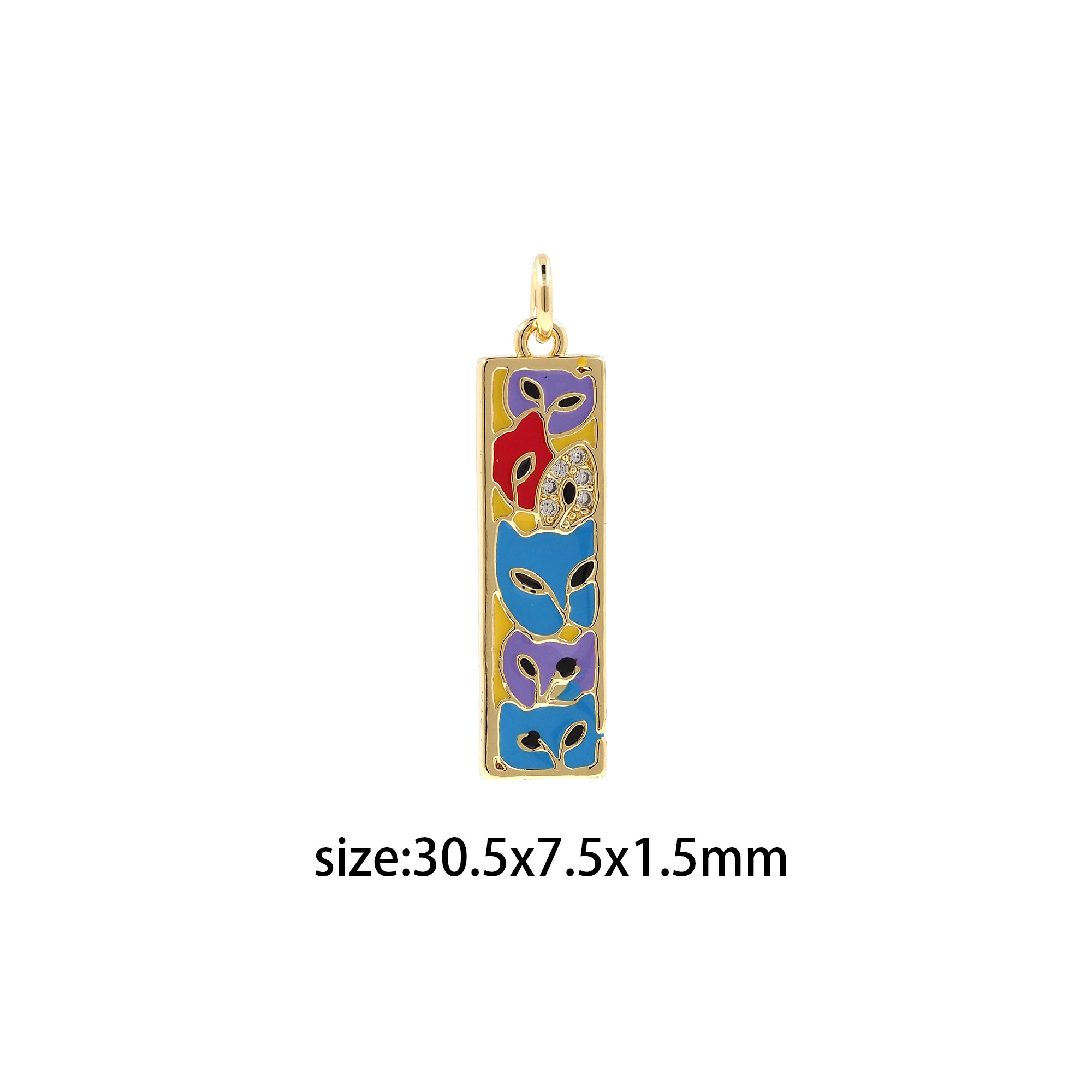 18K Gold Filled Rectangle Pendant,Enamel Rectangle Charm Earrings Necklace for DIY Jewelry Making Supply