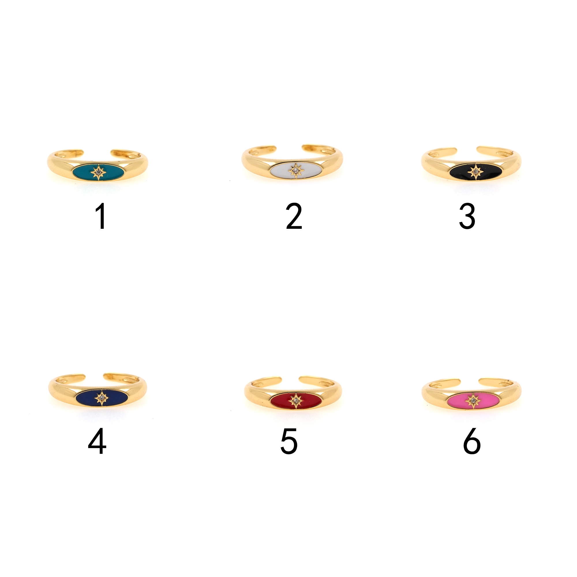 18K Gold Filled North Star Rings,Celestial Ring,Enamel Ring,Adjustable Ring,Minimalist Ring,Open Ring