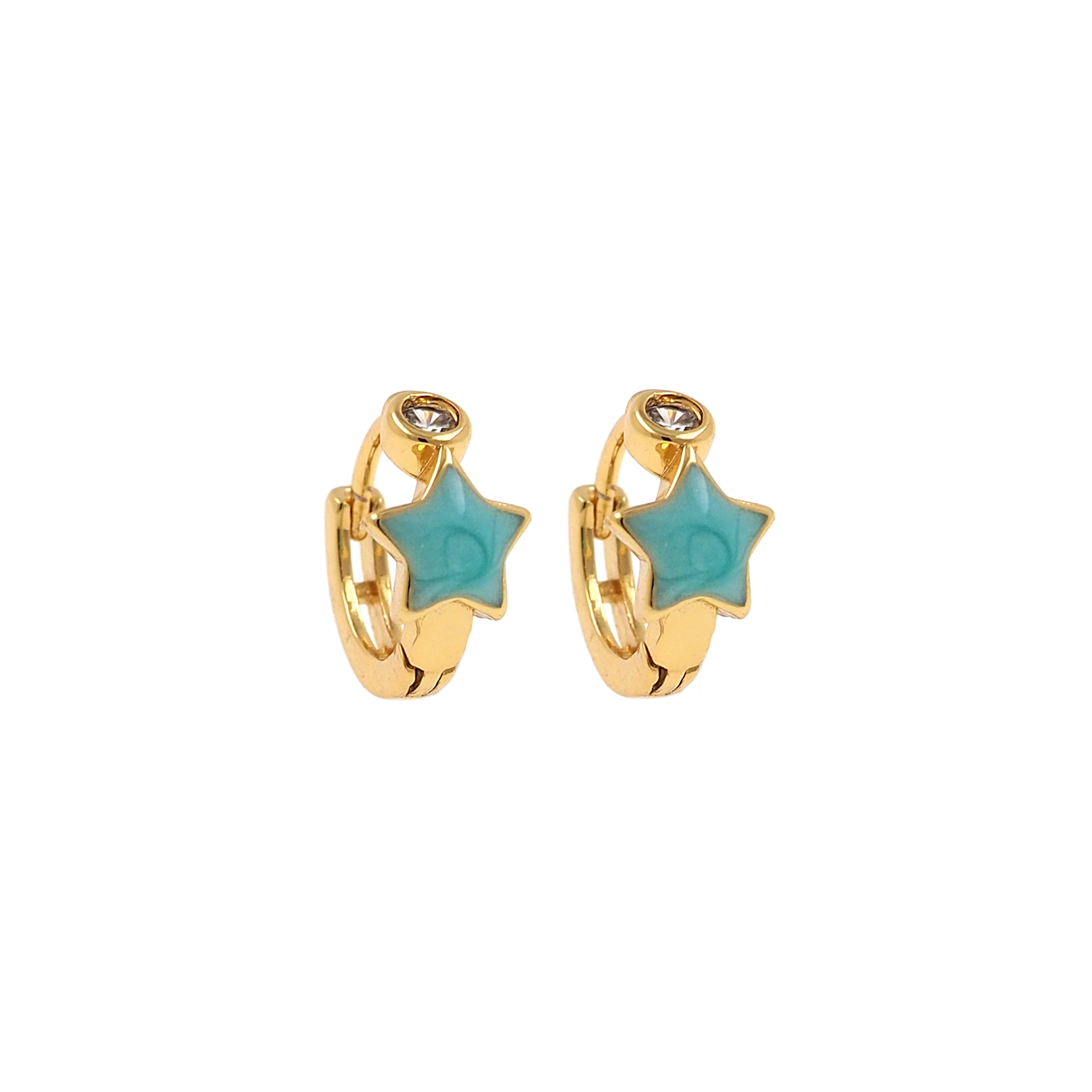 18K Gold Filled Star Hoops,Colorful Enamel Earrings,Minimalist Earrings,Gold Hoop Earrings,Huggie Earrings