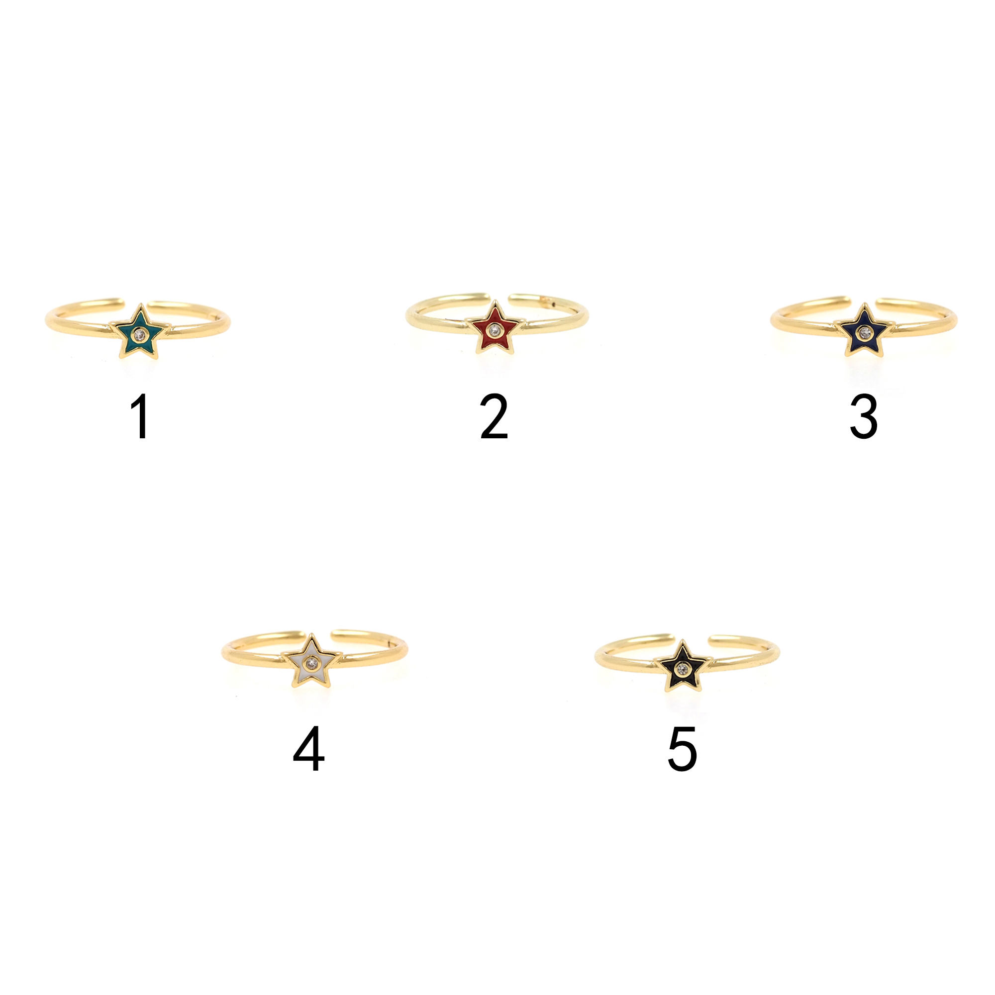 18K Gold Filled Star Rings,Enamel Ring,Adjustable Ring,Minimalist Ring,Open Ring