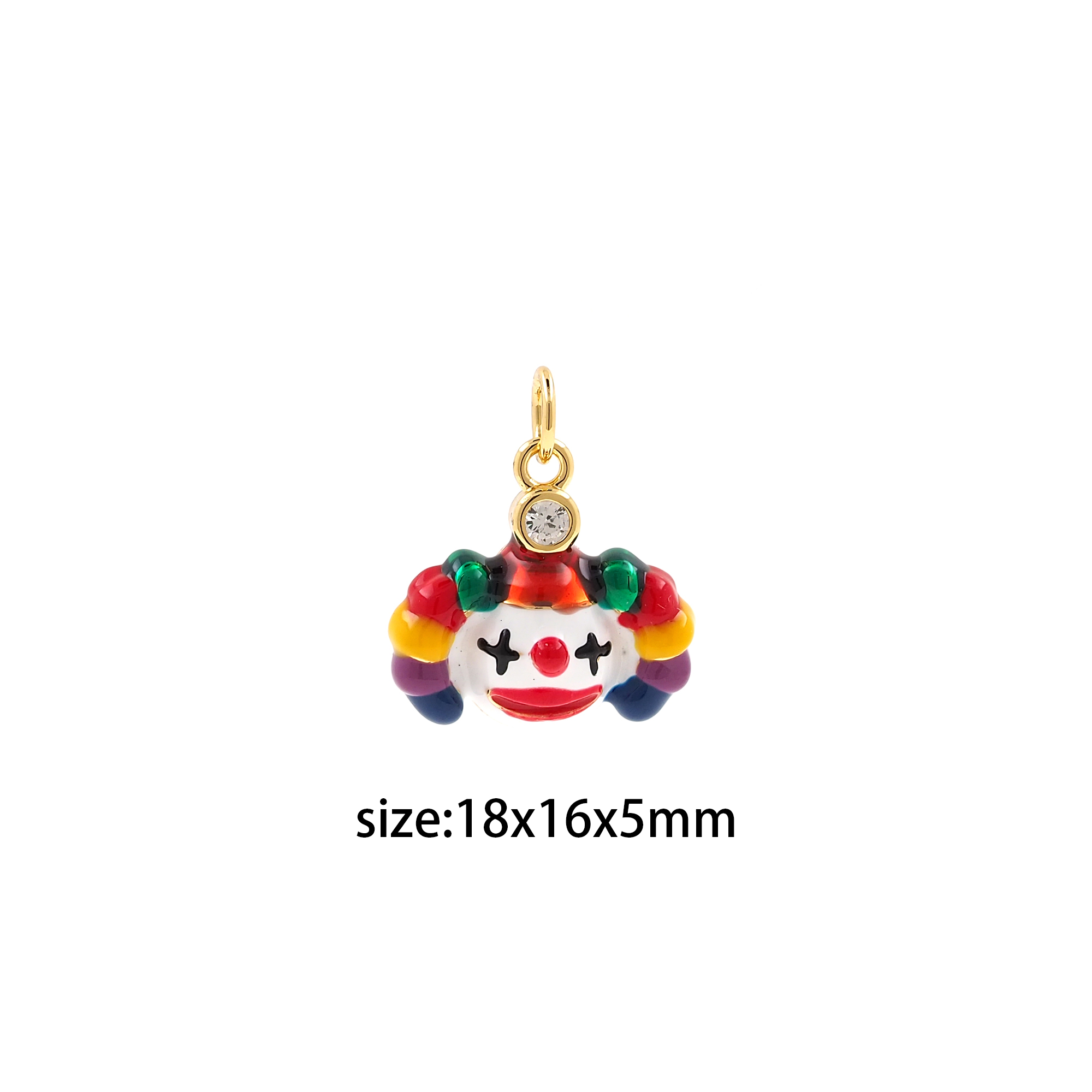 18K Gold Filled Clown Pendant,Circus Charm,Enamel Clown Earrings Necklace for DIY Jewelry Making Supply